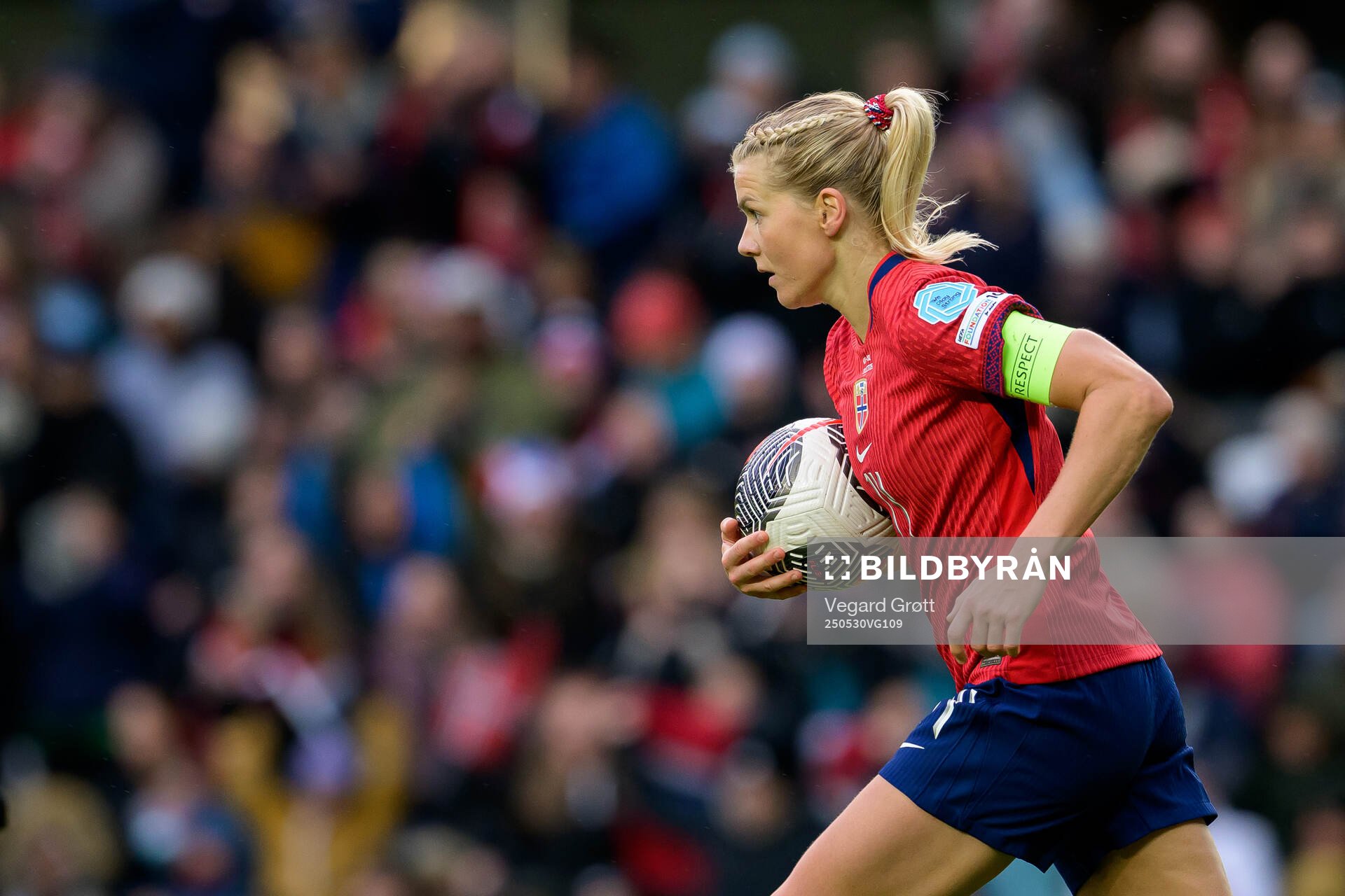 Ada Hegerberg of Norway celebrates the 1-1 goal during the UEFA Women’s Nations League football match between Norway and Iceland on May 30, 2025 in Trondheim.