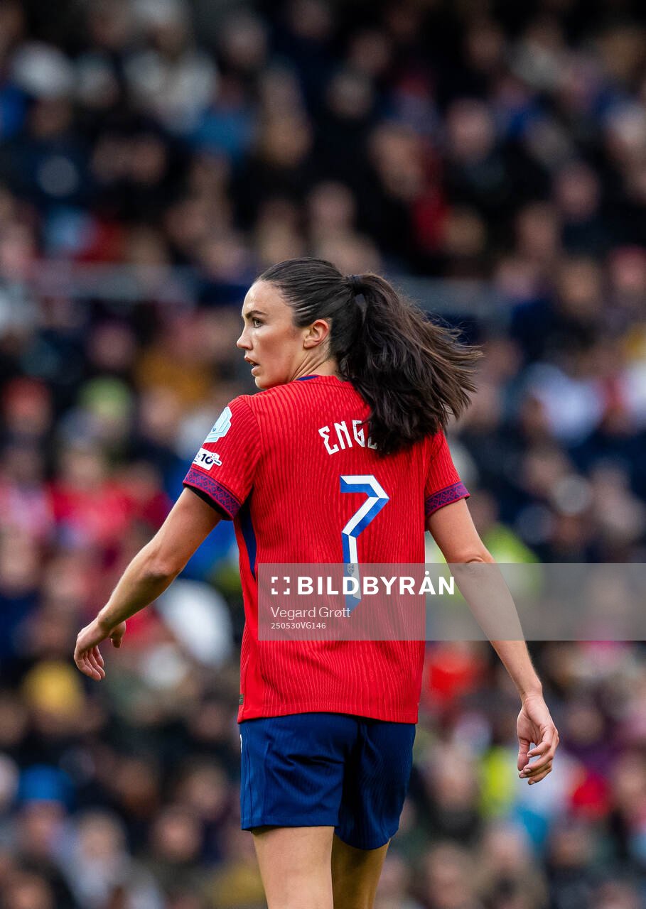 Ingrid Syrstad Engen of Norway during the UEFA Women’s Nations League football match between Norway and Iceland on May 30, 2025 in Trondheim.