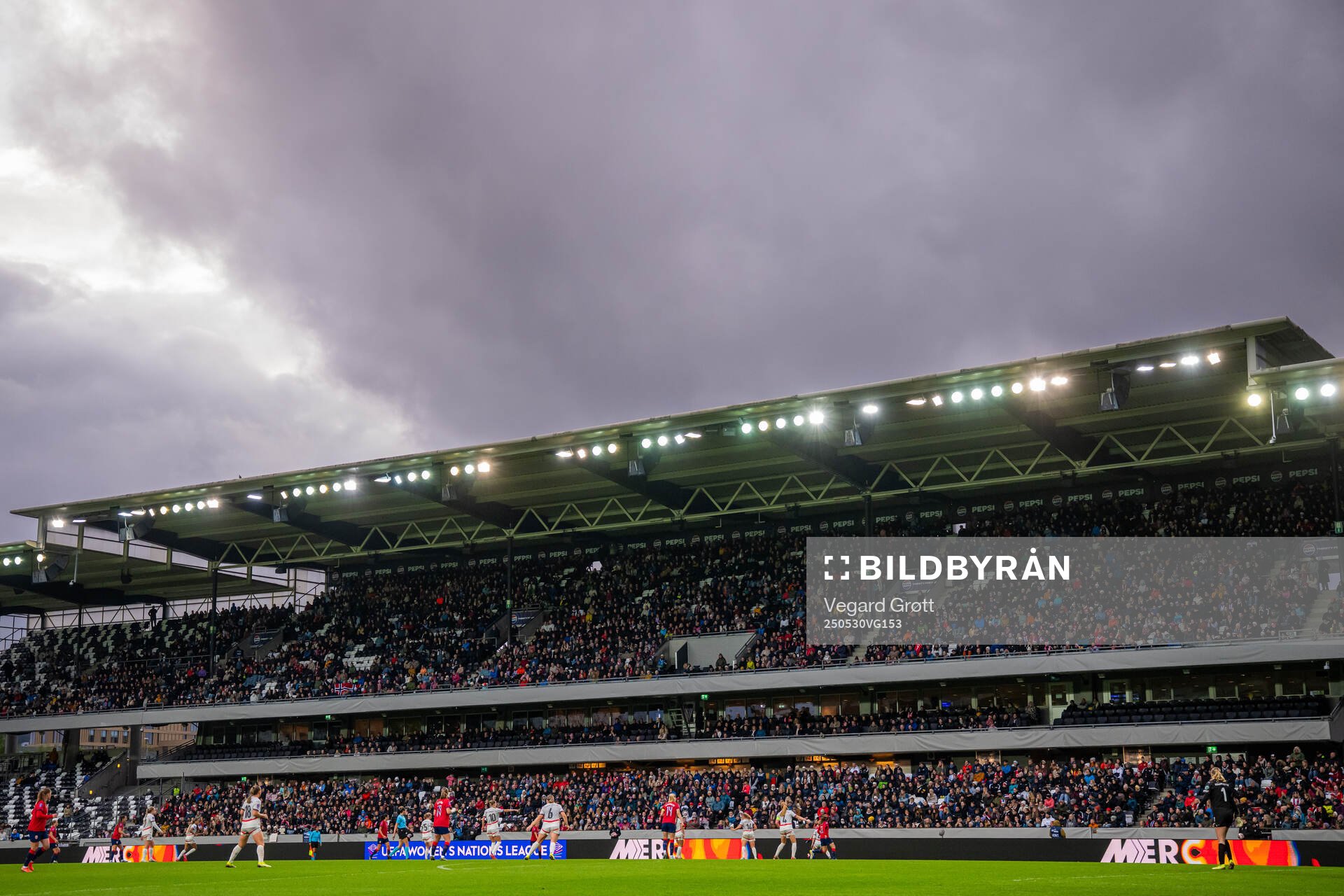 General view of Lerkendal stadion during the UEFA Women’s Nations League football match between Norway and Iceland on May 30, 2025 in Trondheim.