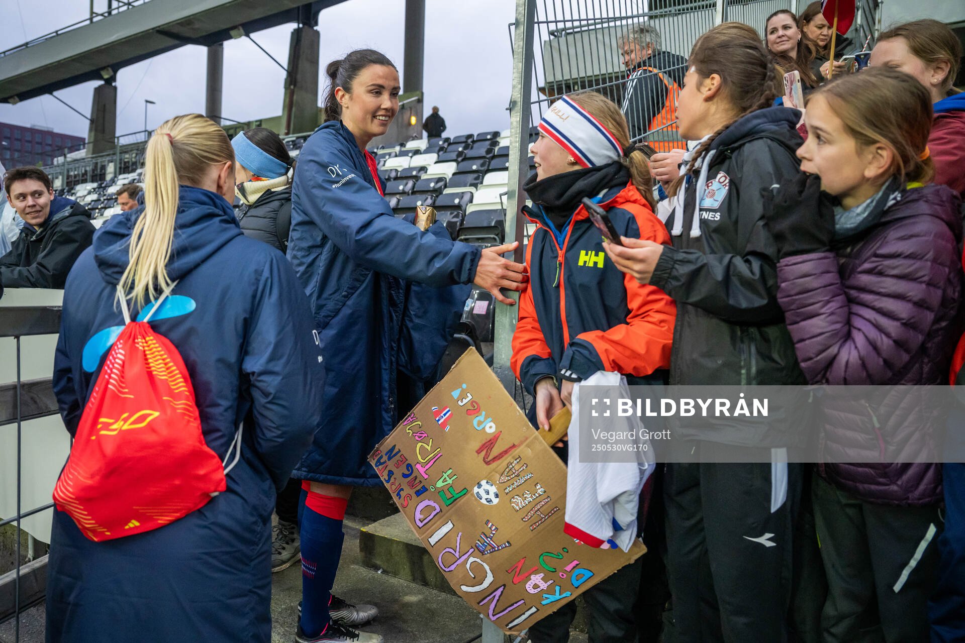 Ingrid Syrstad Engen of Norway with fans