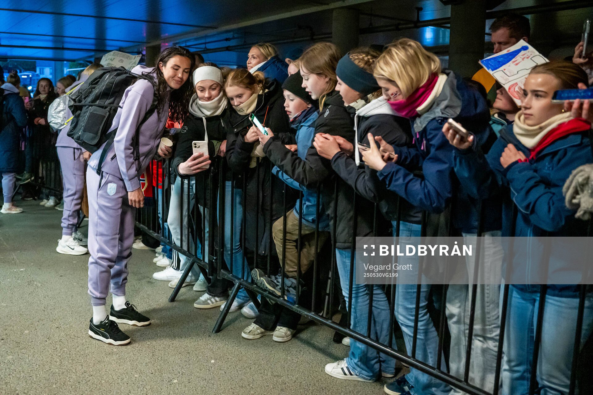 Ingrid Syrstad Engen of Norway with fans