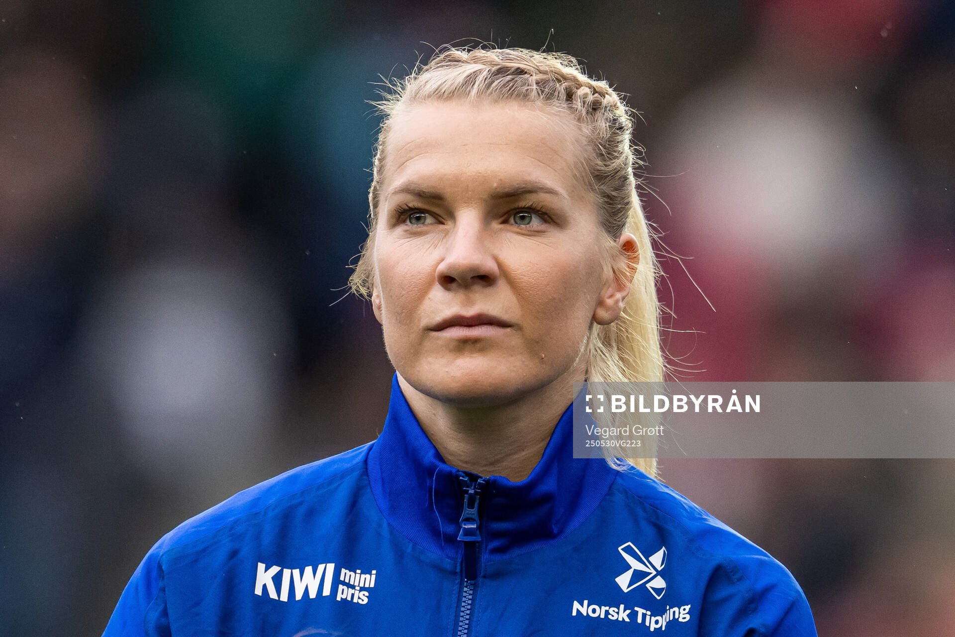 Ada Hegerberg of Norway line up ahead of the UEFA Women’s Nations League football match between Norway and Iceland on May 30, 2025 in Trondheim.