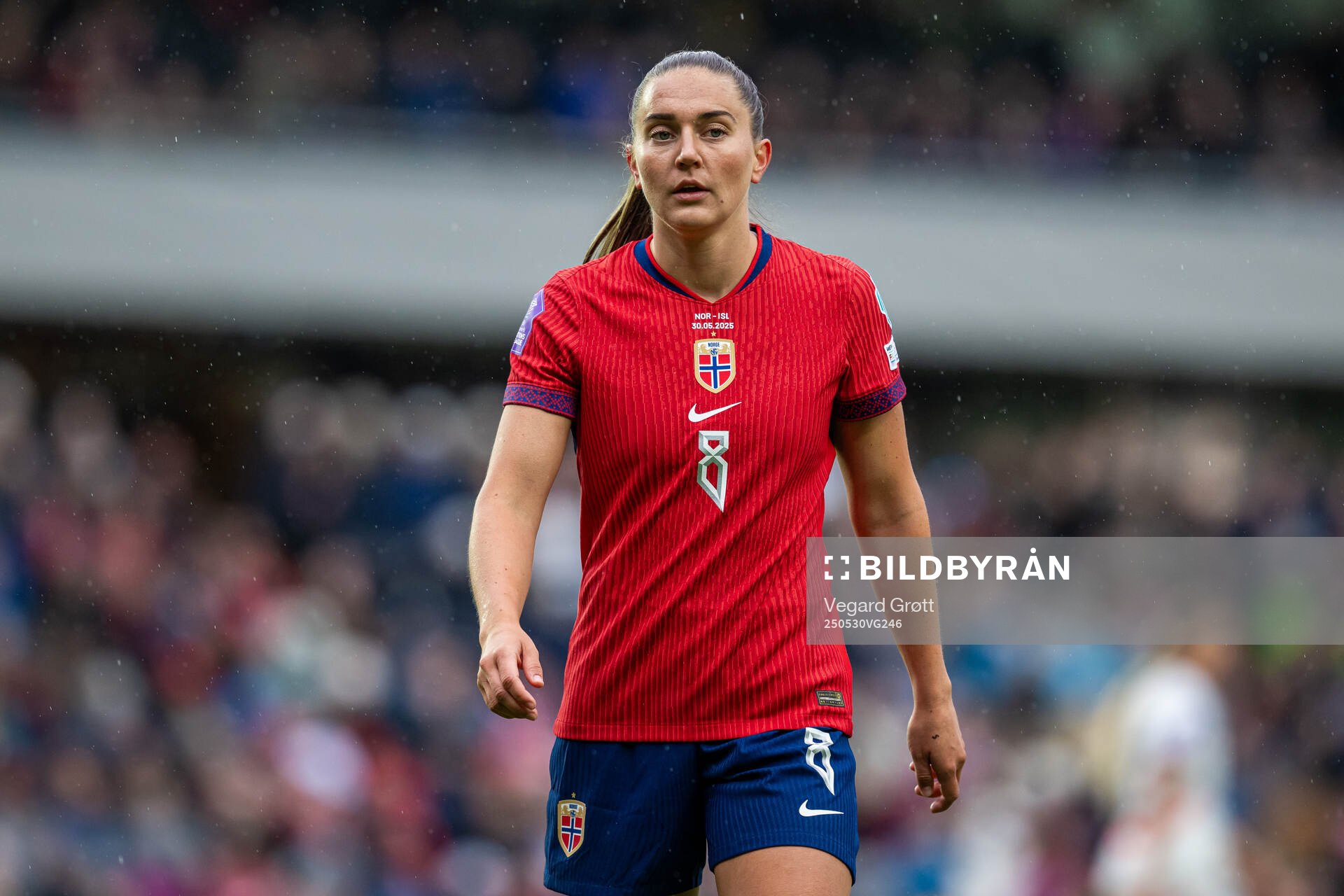 Vilde Bøe Risa of Norway during the UEFA Women’s Nations League football match between Norway and Iceland on May 30, 2025 in Trondheim.