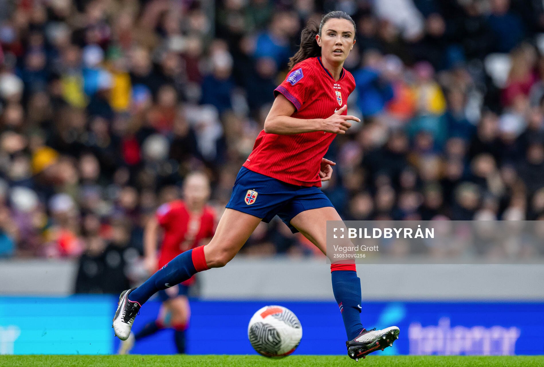 Ingrid Syrstad Engen of Norway during the UEFA Women’s Nations League football match between Norway and Iceland on May 30, 2025 in Trondheim.