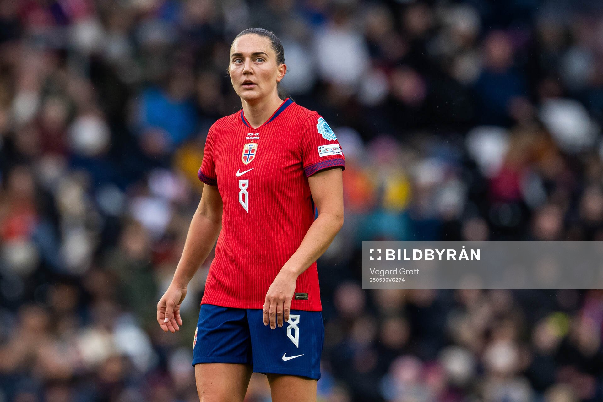 Vilde Bøe Risa of Norway during the UEFA Women’s Nations League football match between Norway and Iceland on May 30, 2025 in Trondheim.