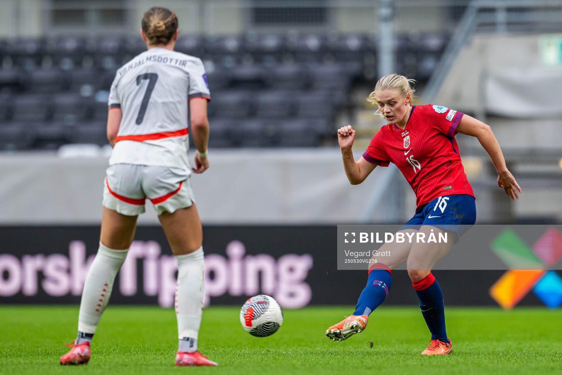 Mathilde Harviken of Norway during the UEFA Women’s Nations League football match between Norway and Iceland on May 30, 2025 in Trondheim.