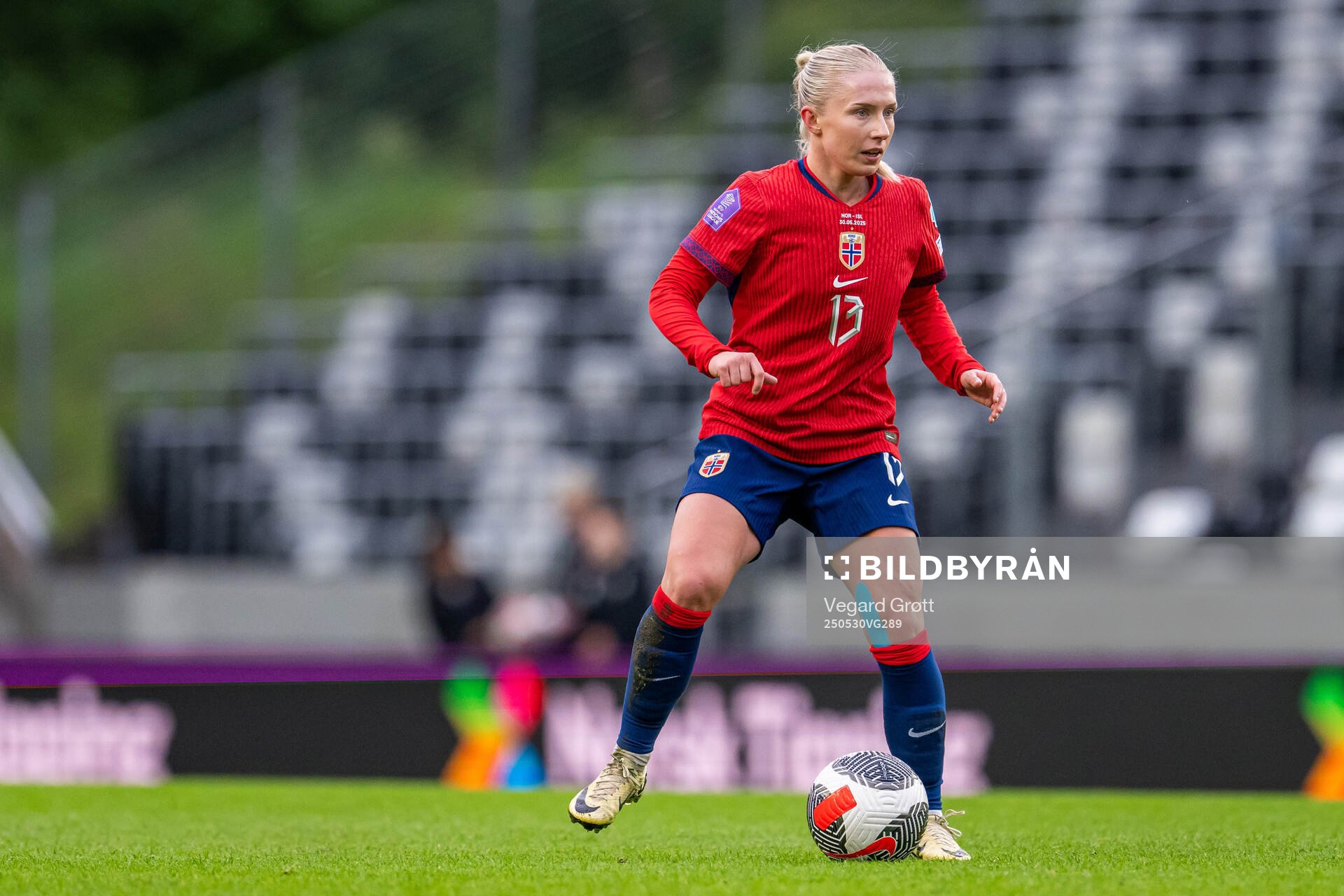 Thea Bjelde of Norway during the UEFA Women’s Nations League football match between Norway and Iceland on May 30, 2025 in Trondheim.