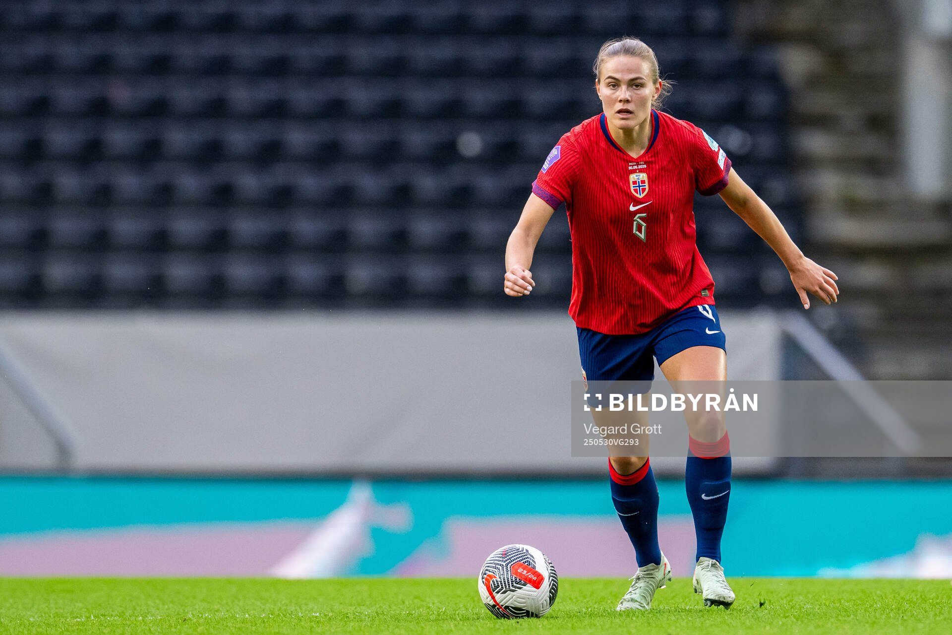 Marthine Østenstad of Norway during the UEFA Women’s Nations League football match between Norway and Iceland on May 30, 2025 in Trondheim.