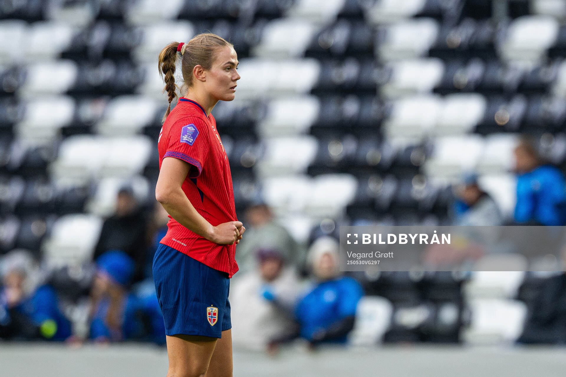 Marthine Østenstad of Norway during the UEFA Women’s Nations League football match between Norway and Iceland on May 30, 2025 in Trondheim.