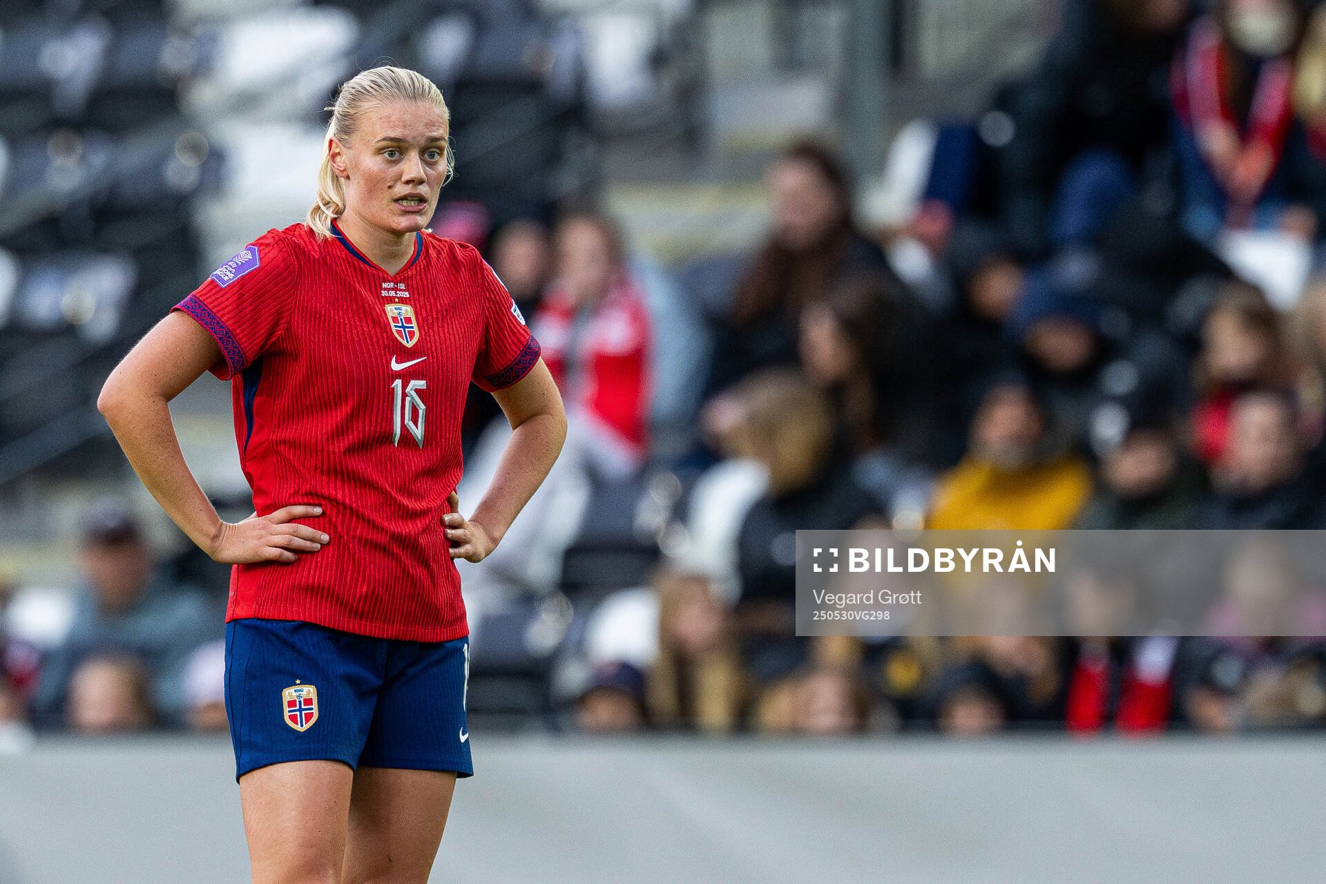Mathilde Harviken of Norway during the UEFA Women’s Nations League football match between Norway and Iceland on May 30, 2025 in Trondheim.