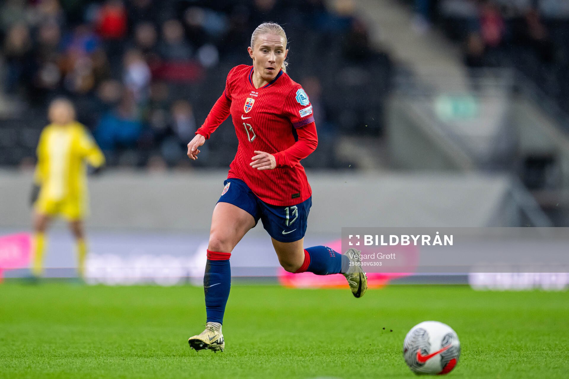 Thea Bjelde of Norway during the UEFA Women’s Nations League football match between Norway and Iceland on May 30, 2025 in Trondheim.