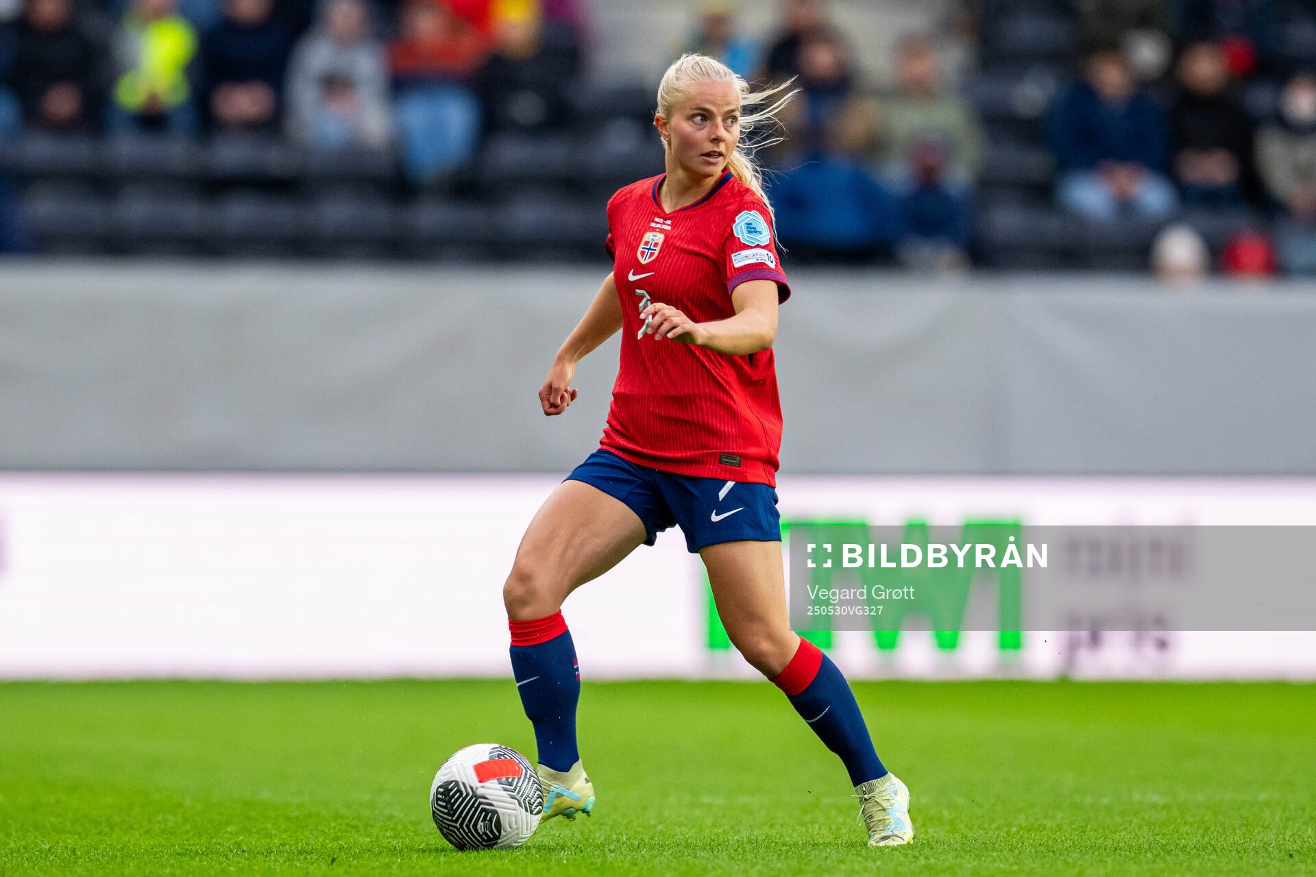Emilie Woldvik of Norway during the UEFA Women’s Nations League football match between Norway and Iceland on May 30, 2025 in Trondheim.