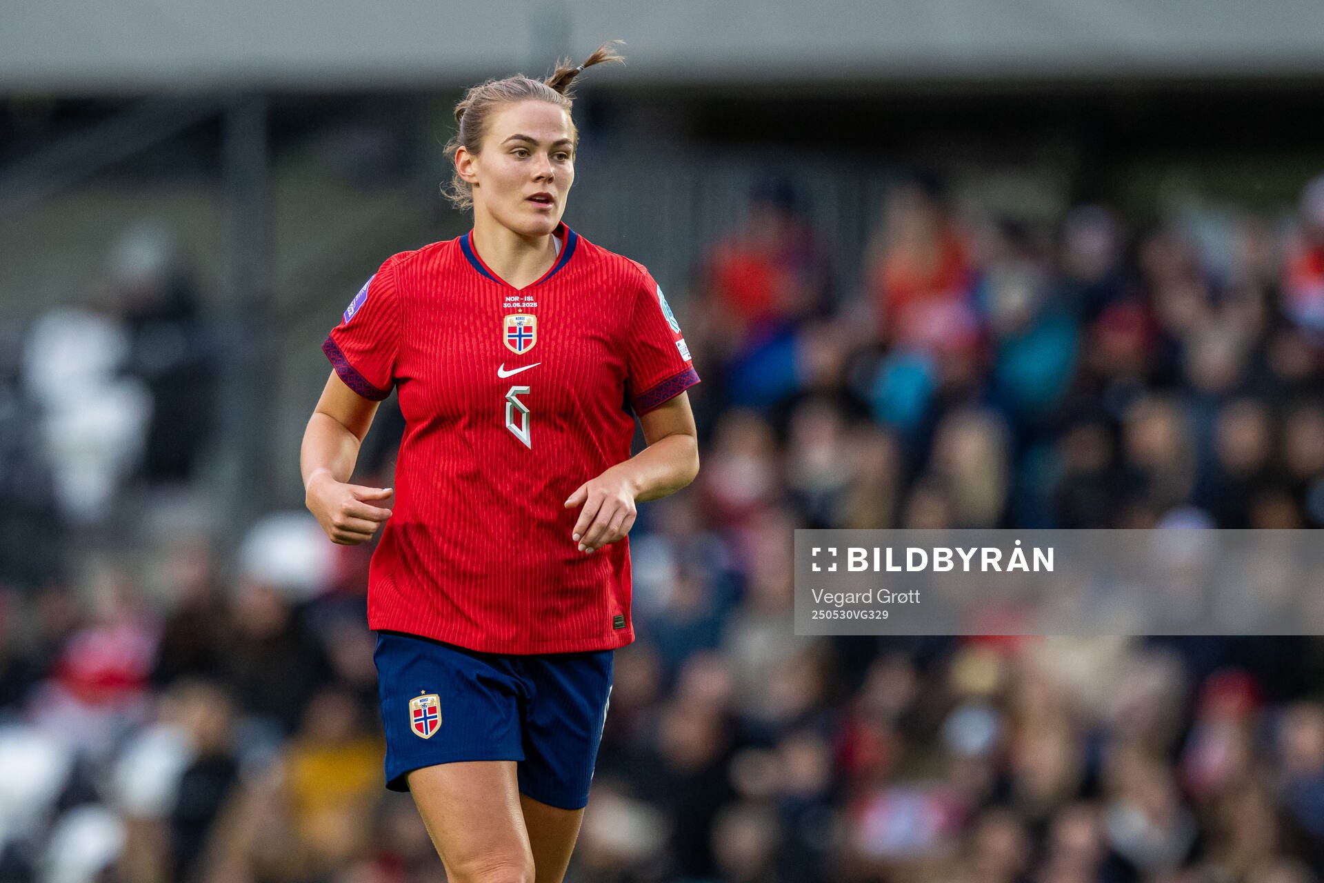 Marthine Østenstad of Norway during the UEFA Women’s Nations League football match between Norway and Iceland on May 30, 2025 in Trondheim.