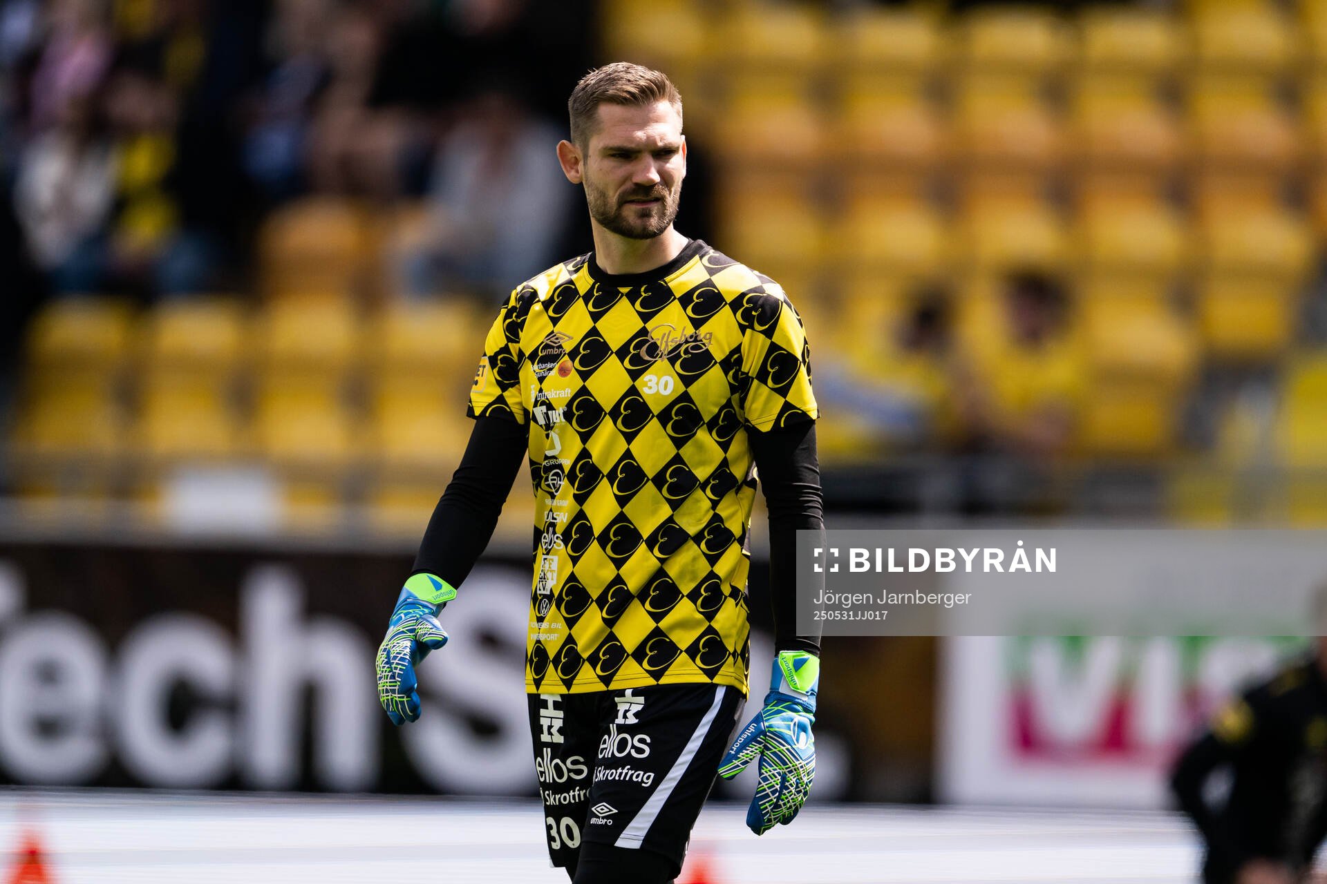 Elfsborgs målvakt Lucas Hägg Johansson inför fotbollsmatchen i Allsvenskan mellan Elfsborg och Hammarby den 31 maj 2025 i Borås. 