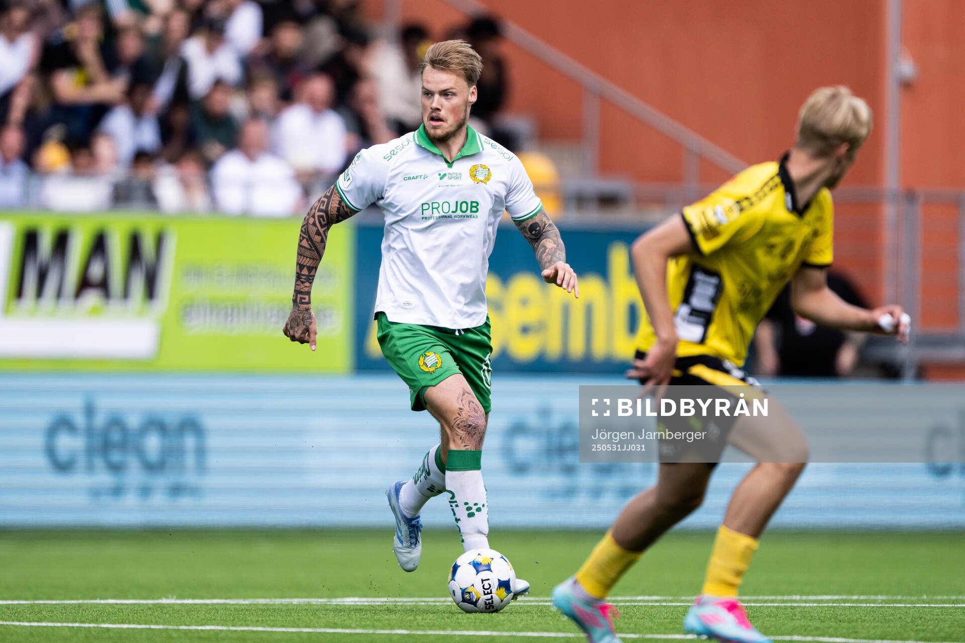 Hammarbys Victor Eriksson under fotbollsmatchen i Allsvenskan mellan Elfsborg och Hammarby den 31 maj 2025 i Borås. 