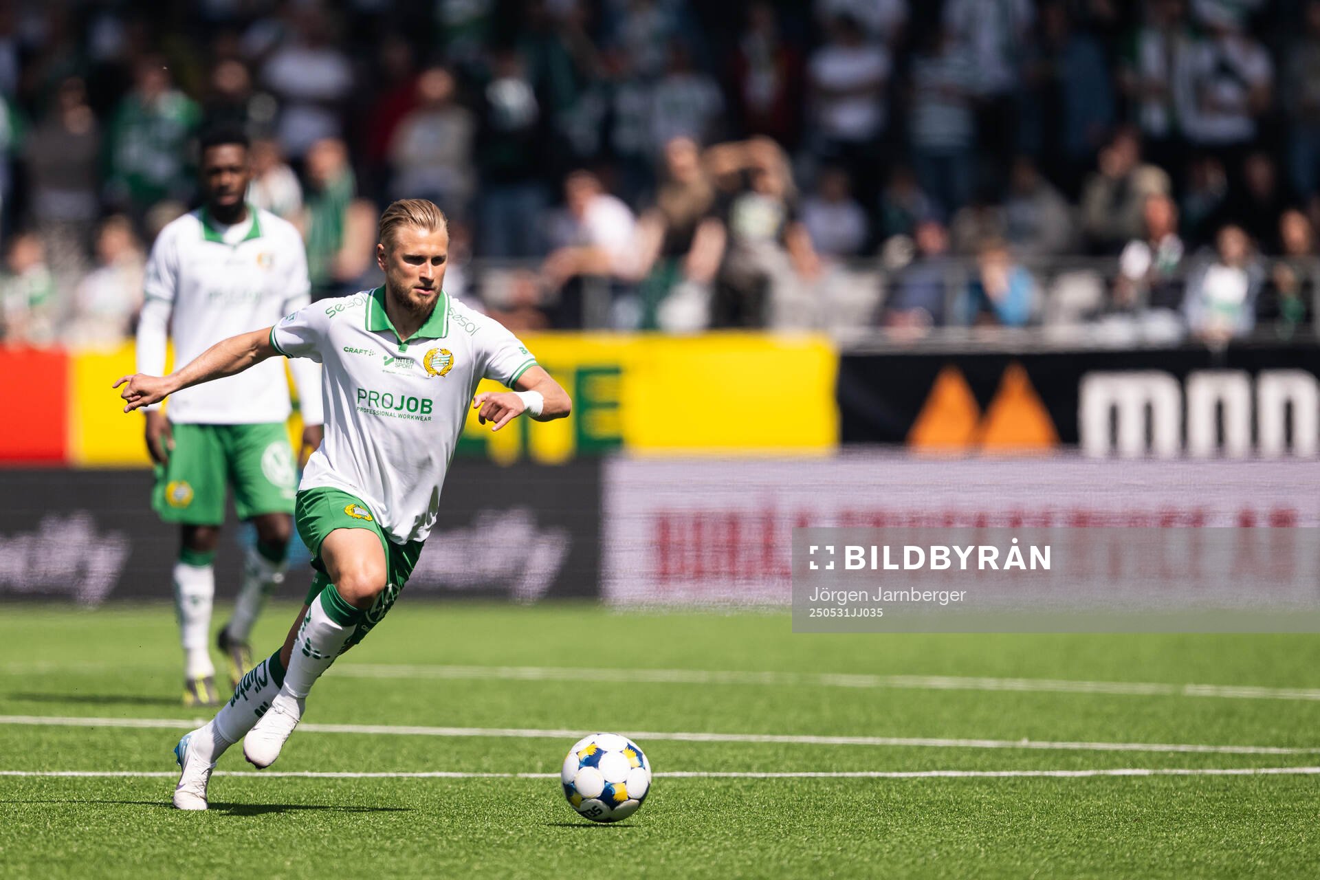 Hammarbys Simon Strand under fotbollsmatchen i Allsvenskan mellan Elfsborg och Hammarby den 31 maj 2025 i Borås. 