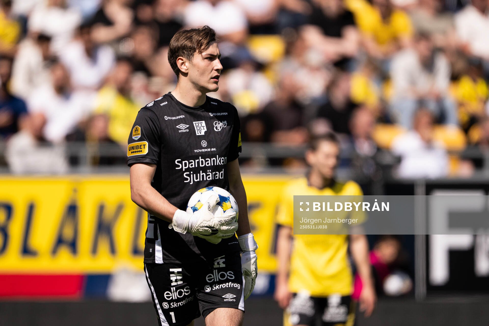 Elfsborgs målvakt Simon Eriksson under fotbollsmatchen i Allsvenskan mellan Elfsborg och Hammarby den 31 maj 2025 i Borås. 