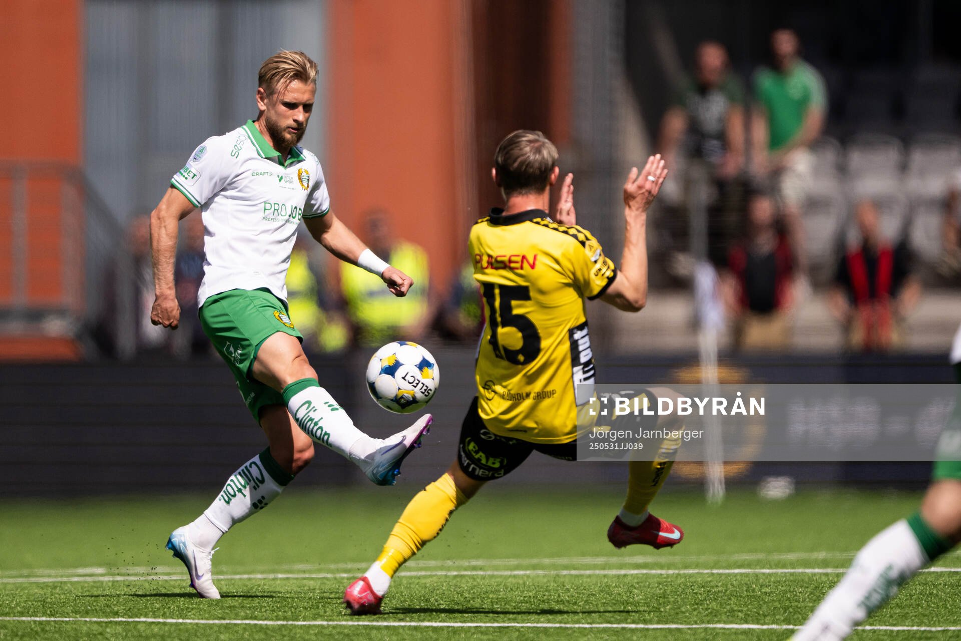 Hammarbys Simon Strand under fotbollsmatchen i Allsvenskan mellan Elfsborg och Hammarby den 31 maj 2025 i Borås. 