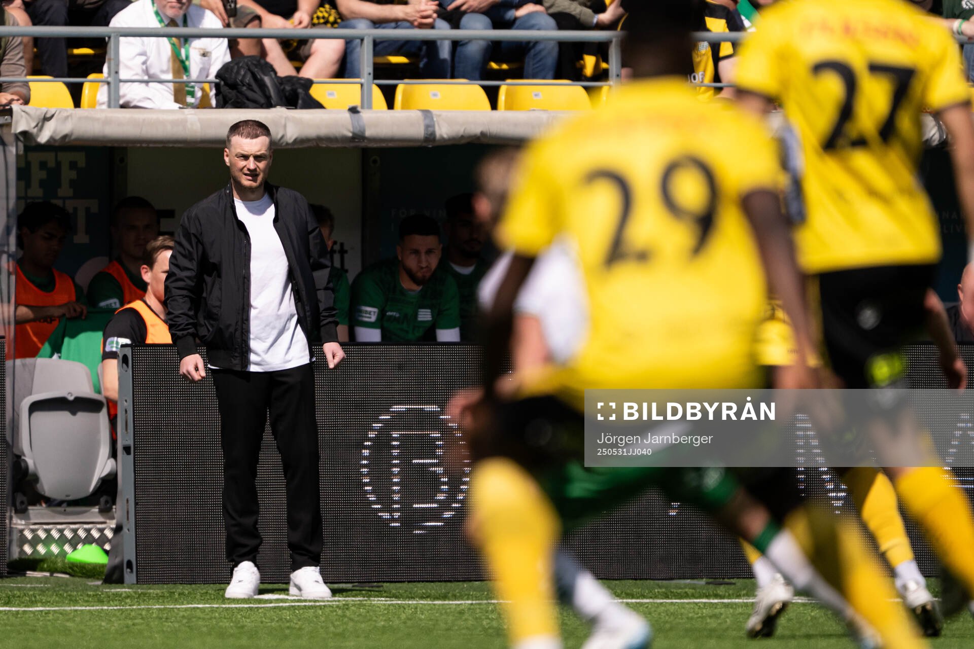 Hammarbys tränare Kim Hellberg under fotbollsmatchen i Allsvenskan mellan Elfsborg och Hammarby den 31 maj 2025 i Borås. 