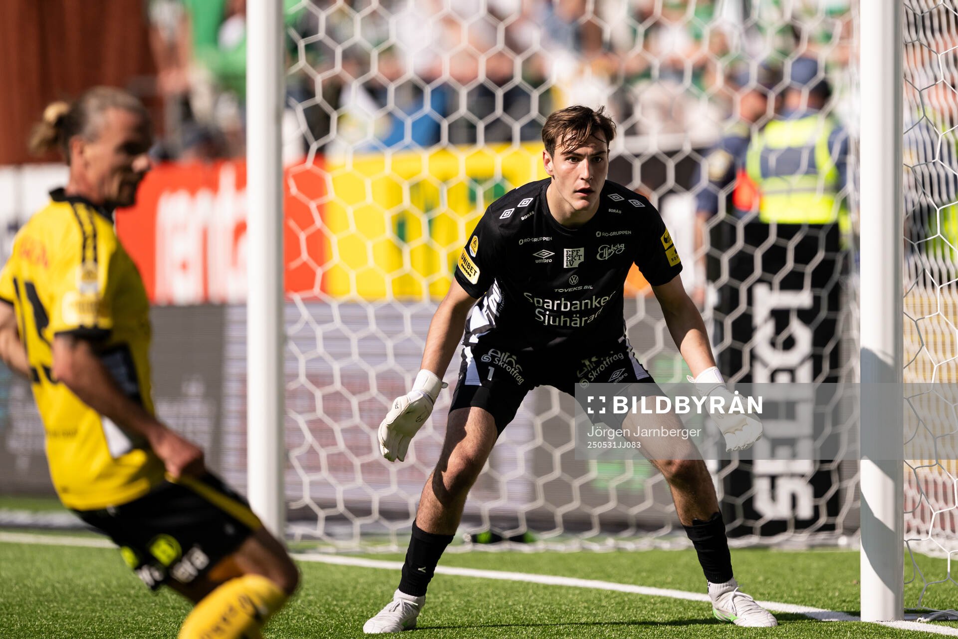 Elfsborgs målvakt Simon Eriksson under fotbollsmatchen i Allsvenskan mellan Elfsborg och Hammarby den 31 maj 2025 i Borås. 
