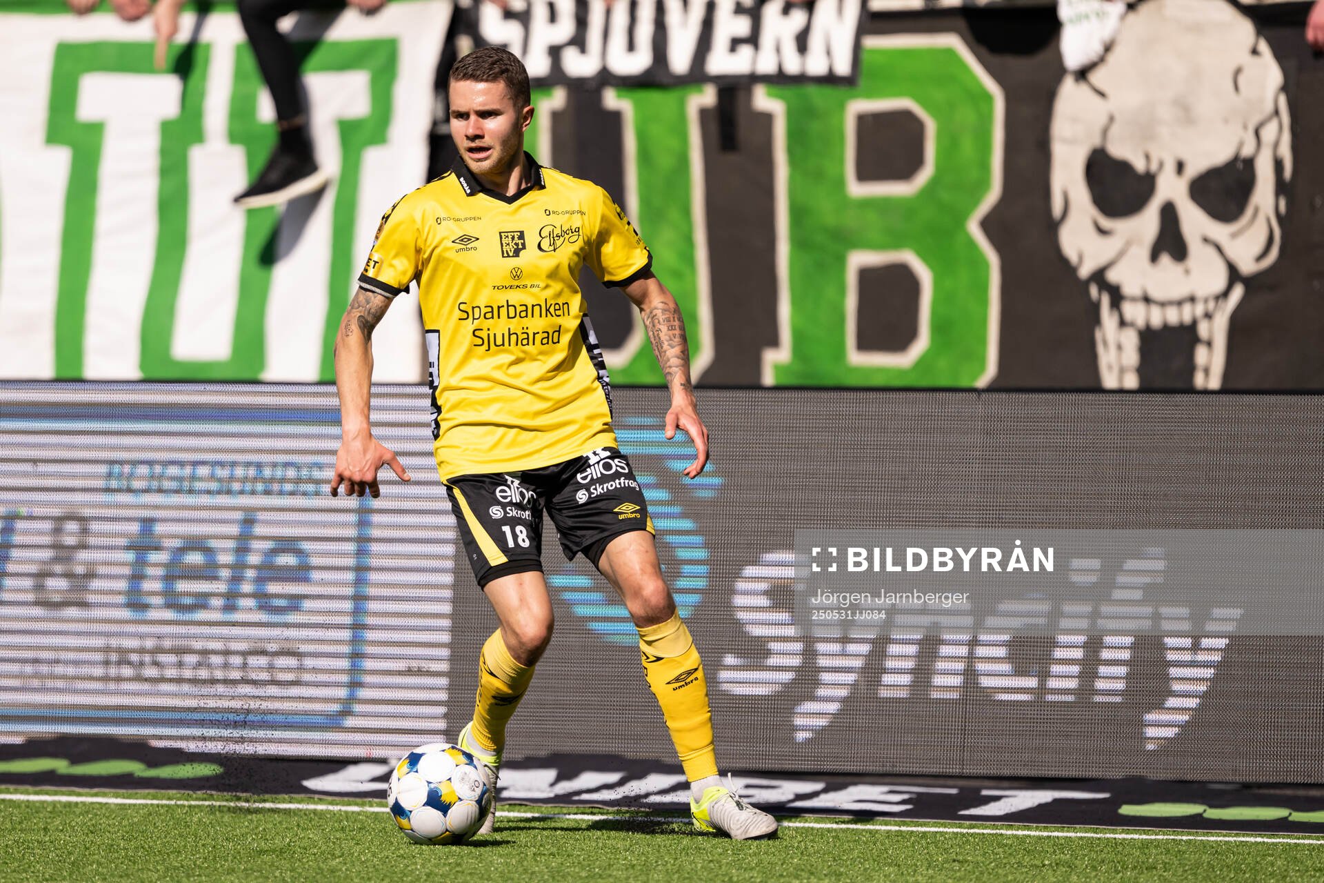 Elfsborgs Julius Magnusson under fotbollsmatchen i Allsvenskan mellan Elfsborg och Hammarby den 31 maj 2025 i Borås. 