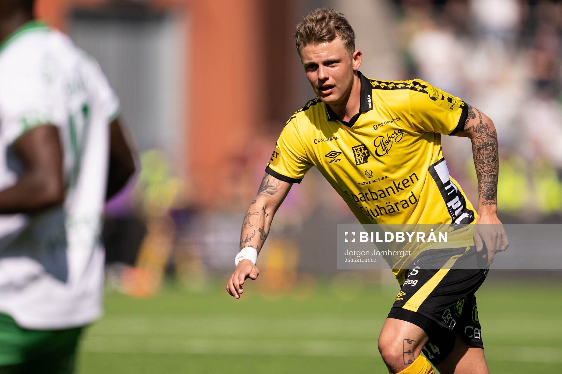 Elfsborgs Frederik Ihler under fotbollsmatchen i Allsvenskan mellan Elfsborg och Hammarby den 31 maj 2025 i Borås. 