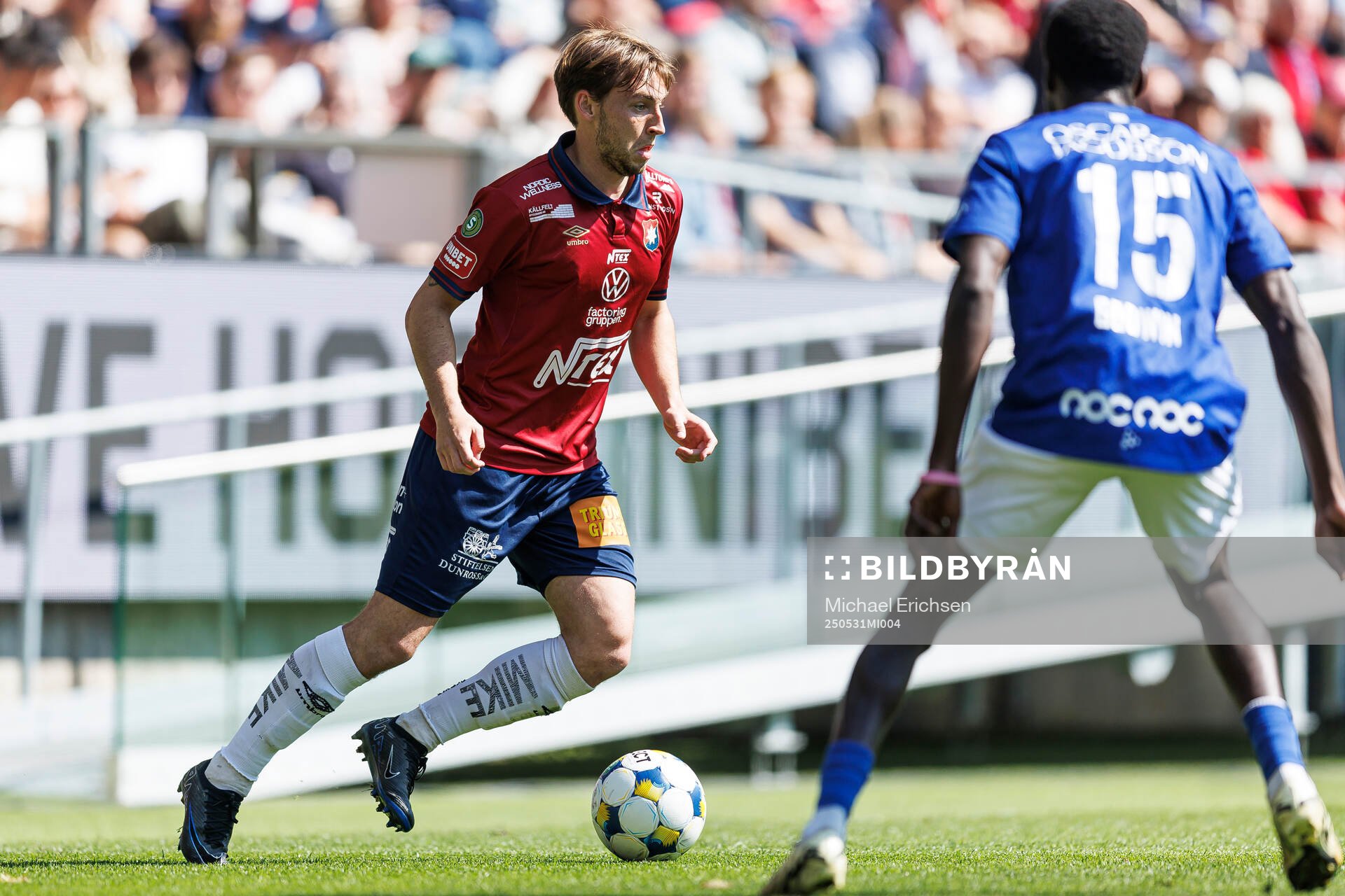 Örgrytes William Svensson under fotbollsmatchen i Superettan mellan Örgryte och Trelleborg den 31 maj 2025 i Göteborg. 