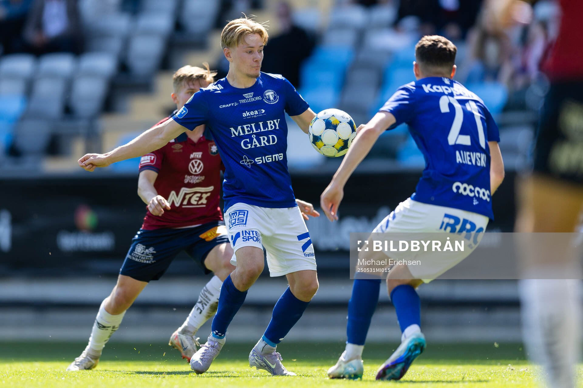 Trelleborgs Oskar Ruuska under fotbollsmatchen i Superettan mellan Örgryte och Trelleborg den 31 maj 2025 i Göteborg. 