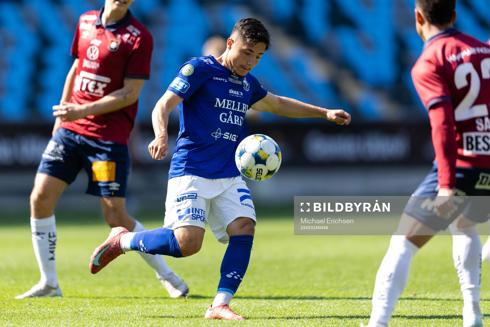 Trelleborgs Ammar Asani under fotbollsmatchen i Superettan mellan Örgryte och Trelleborg den 31 maj 2025 i Göteborg. 