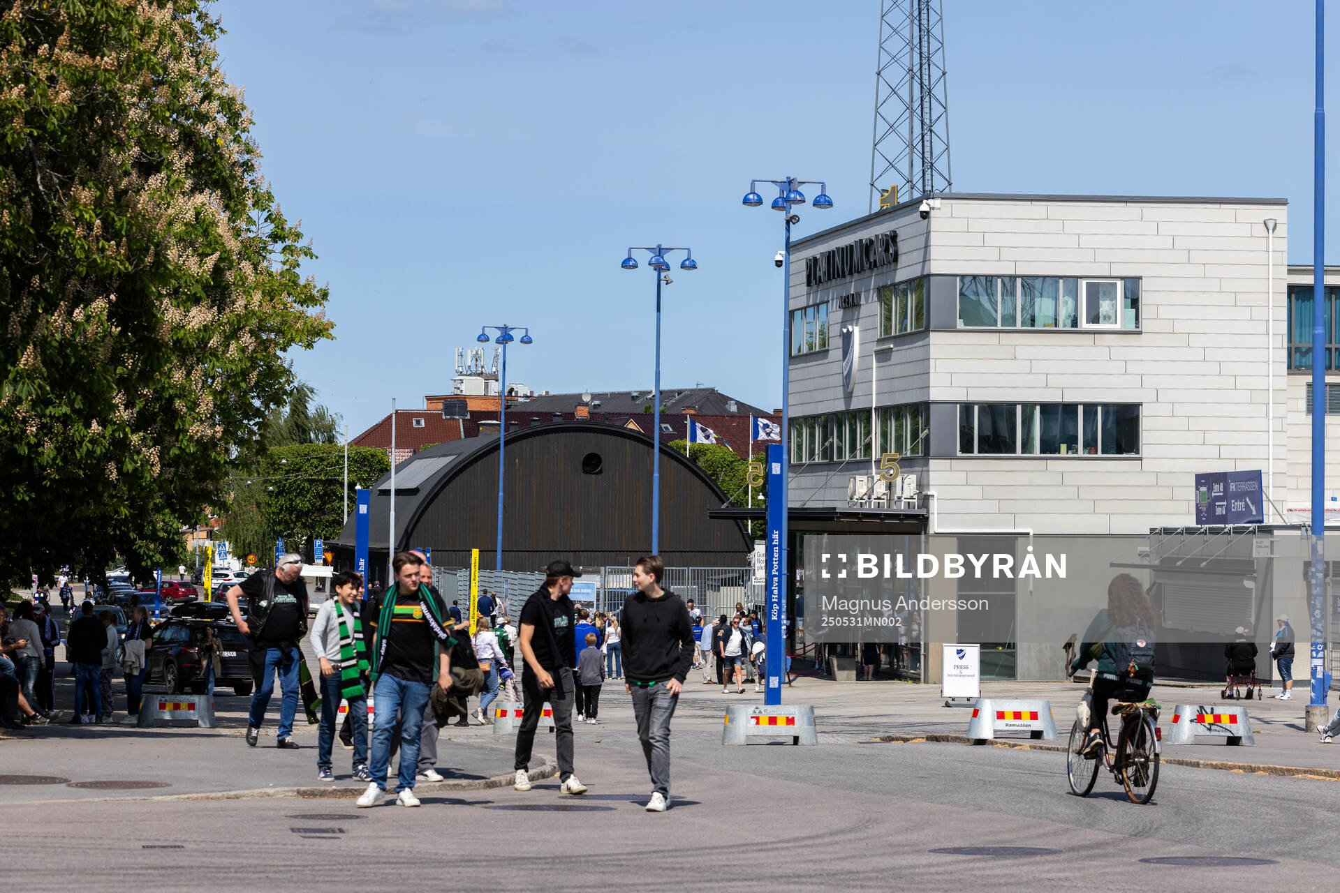 Exteriör vy av Platinumcars Arena inför fotbollsmatchen i Allsvenskan mellan IFK Norrköping och GAIS den 31 maj 2025 i Norrköping. 