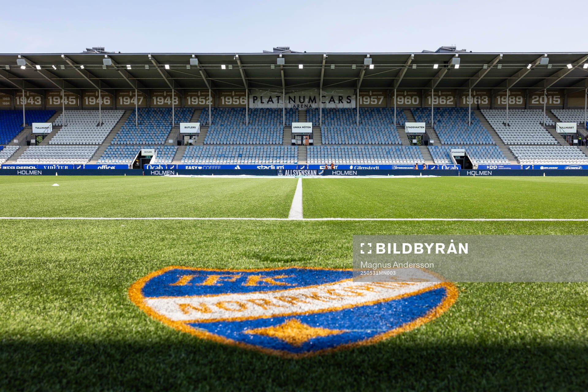 Interiör vy av Platinumcars Arena inför fotbollsmatchen i Allsvenskan mellan IFK Norrköping och GAIS den 31 maj 2025 i Norrköping. 