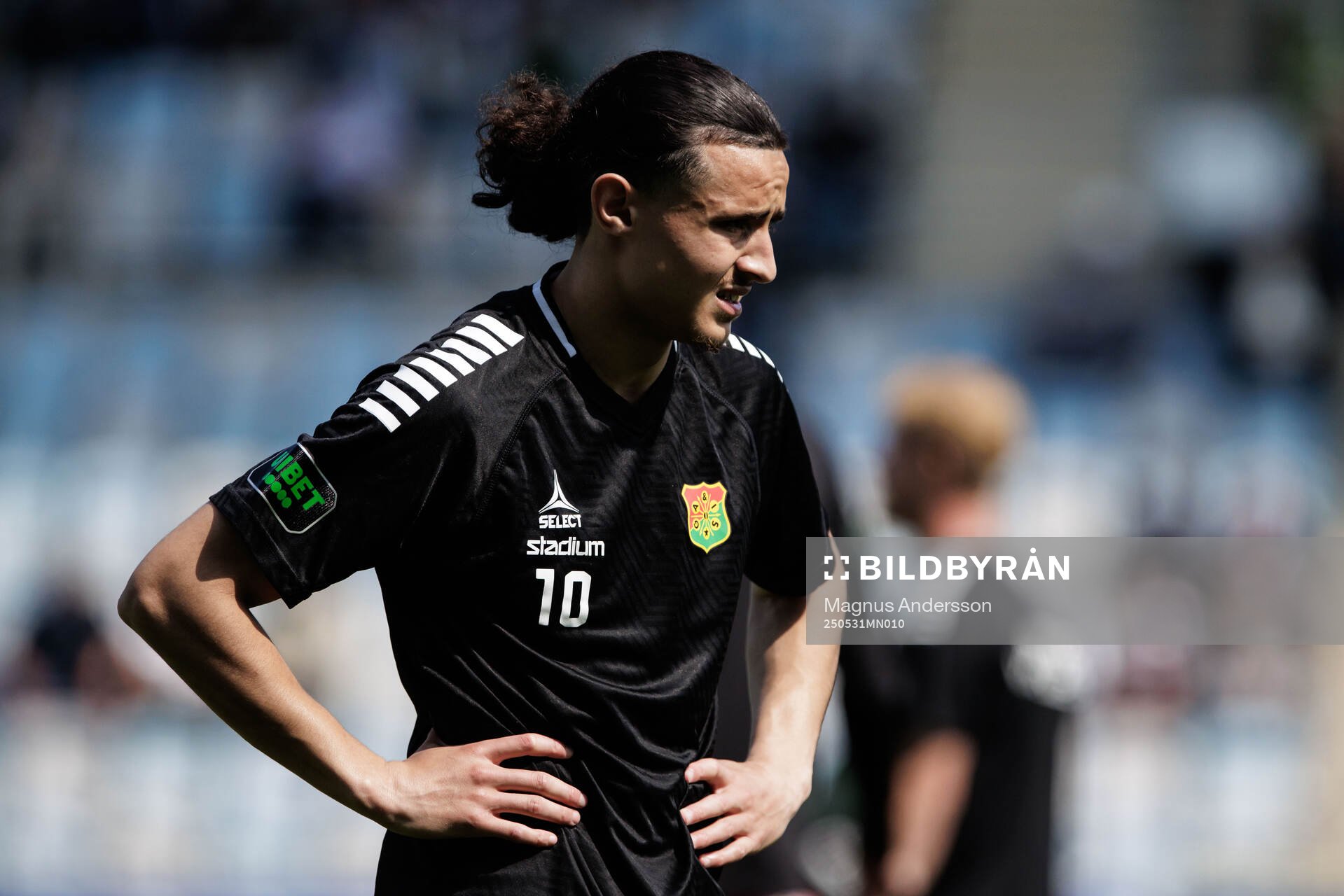 GAISs Amin Boudri inför fotbollsmatchen i Allsvenskan mellan IFK Norrköping och GAIS den 31 maj 2025 i Norrköping. 