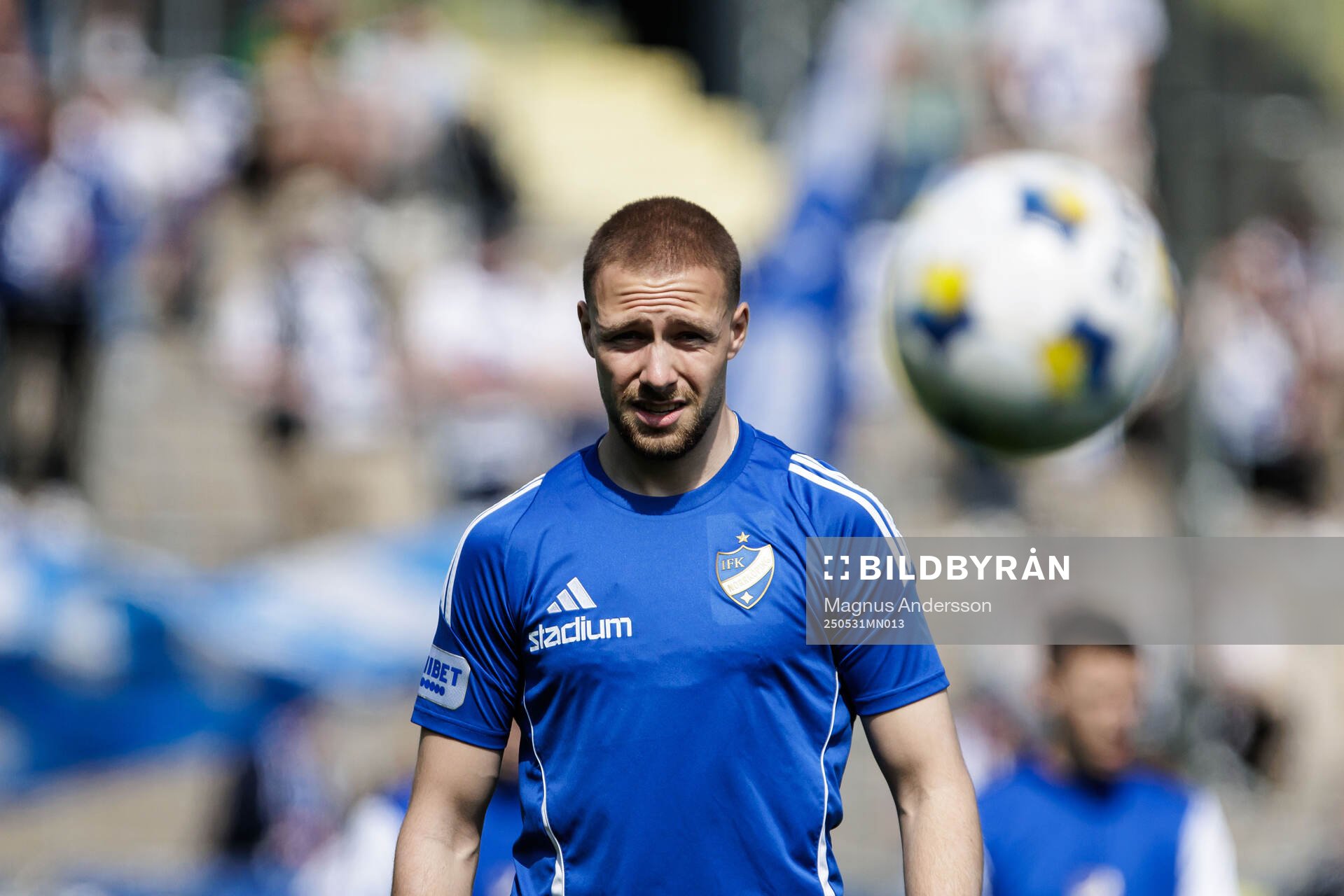 IFK Norrköpings Kevin Höög Jansson inför fotbollsmatchen i Allsvenskan mellan IFK Norrköping och GAIS den 31 maj 2025 i Norrköping. 