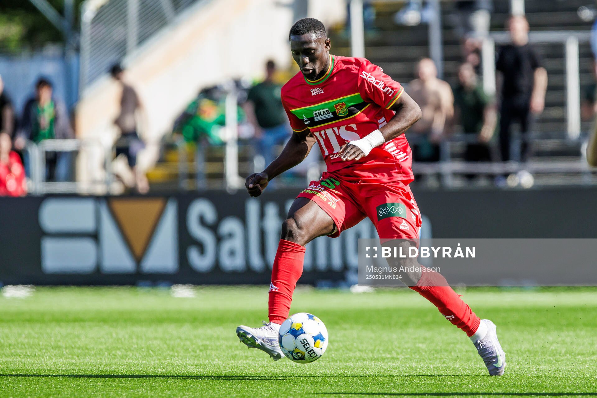 GAISs Ibrahim Diabate under fotbollsmatchen i Allsvenskan mellan IFK Norrköping och GAIS den 31 maj 2025 i Norrköping. 