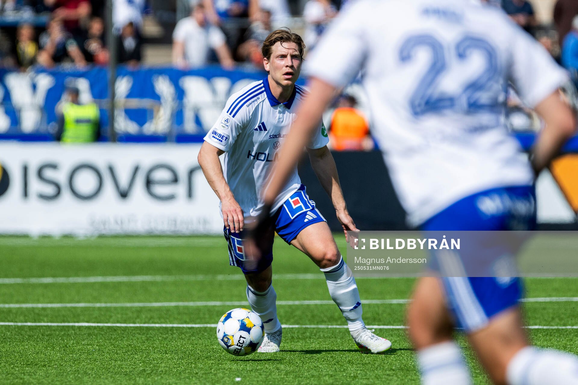 IFK Norrköpings Alexander Fransson under fotbollsmatchen i Allsvenskan mellan IFK Norrköping och GAIS den 31 maj 2025 i Norrköping. 