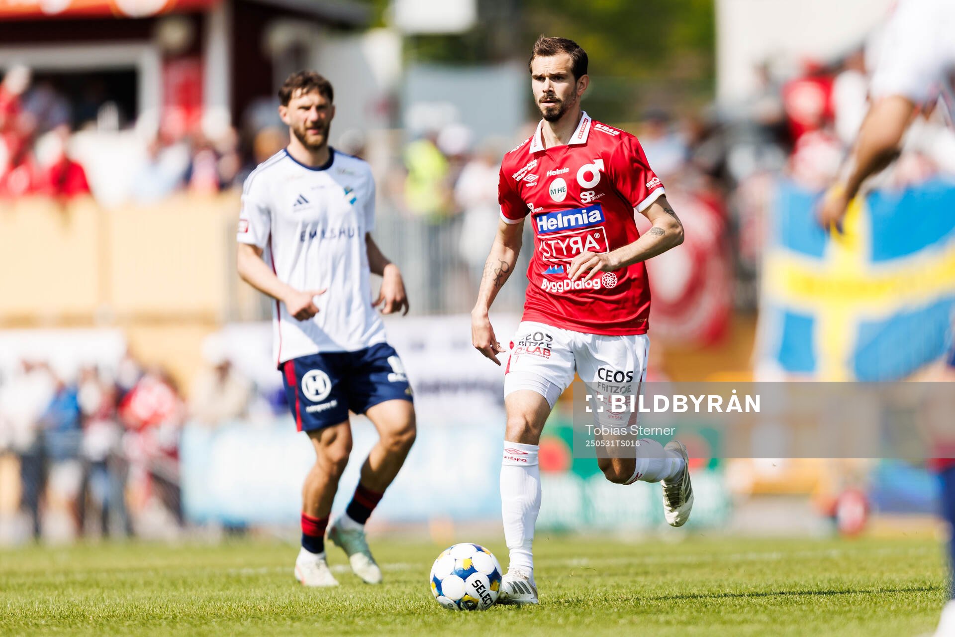 Degerfors Sebastian Ohlsson under fotbollsmatchen i Allsvenskan mellan Degerfors och Öster den 31 maj 2025 i Degerfors. 