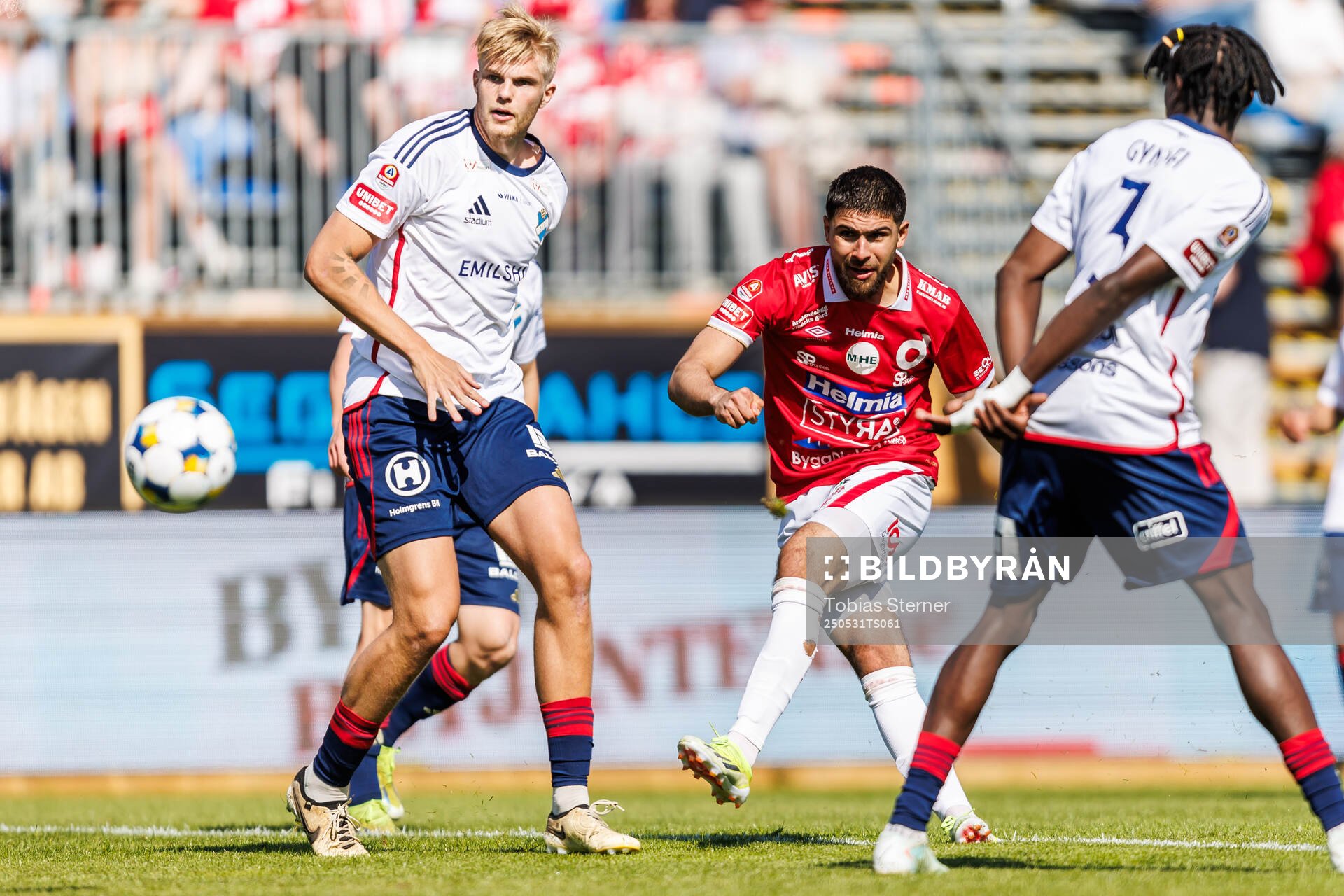 Degerfors Omar Faraj under fotbollsmatchen i Allsvenskan mellan Degerfors och Öster den 31 maj 2025 i Degerfors. 
