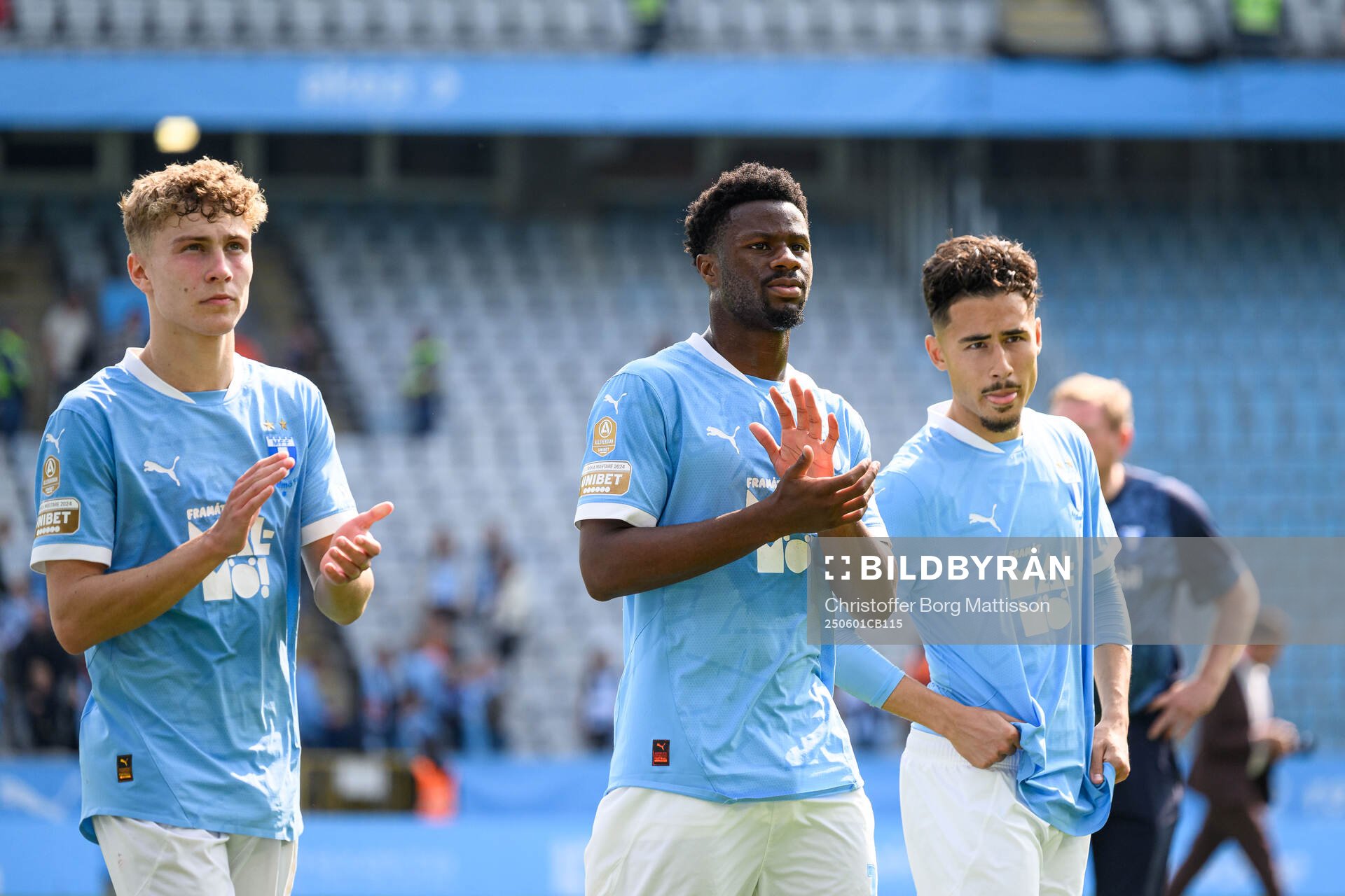 Malmö FFs Hugo Bolin, Emmanuel Ekong och Adrian Skogmar
