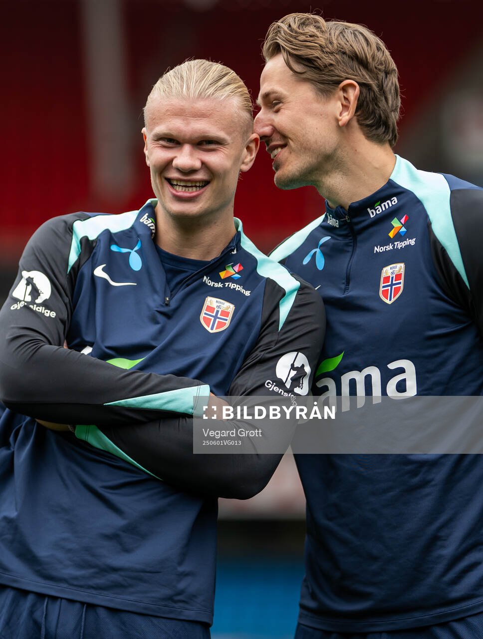 Erling Braut Haaland and Sander Berge of the Norwegian