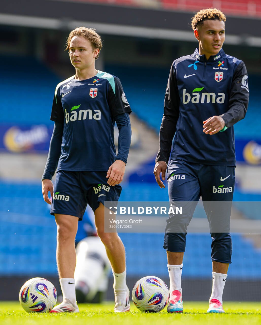 Andreas Schjelderup and Antonio Nusa of the Norwegian