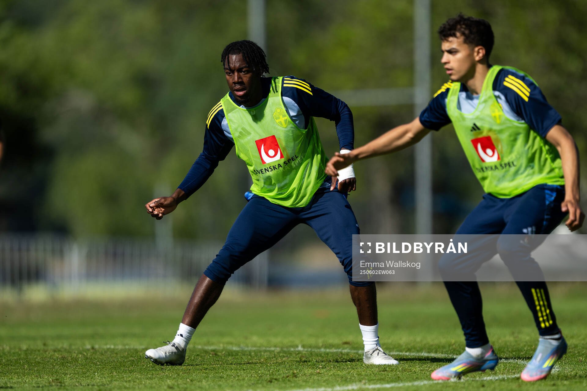 Anthony Elanga and Yasin Ayari of the Swedish men's