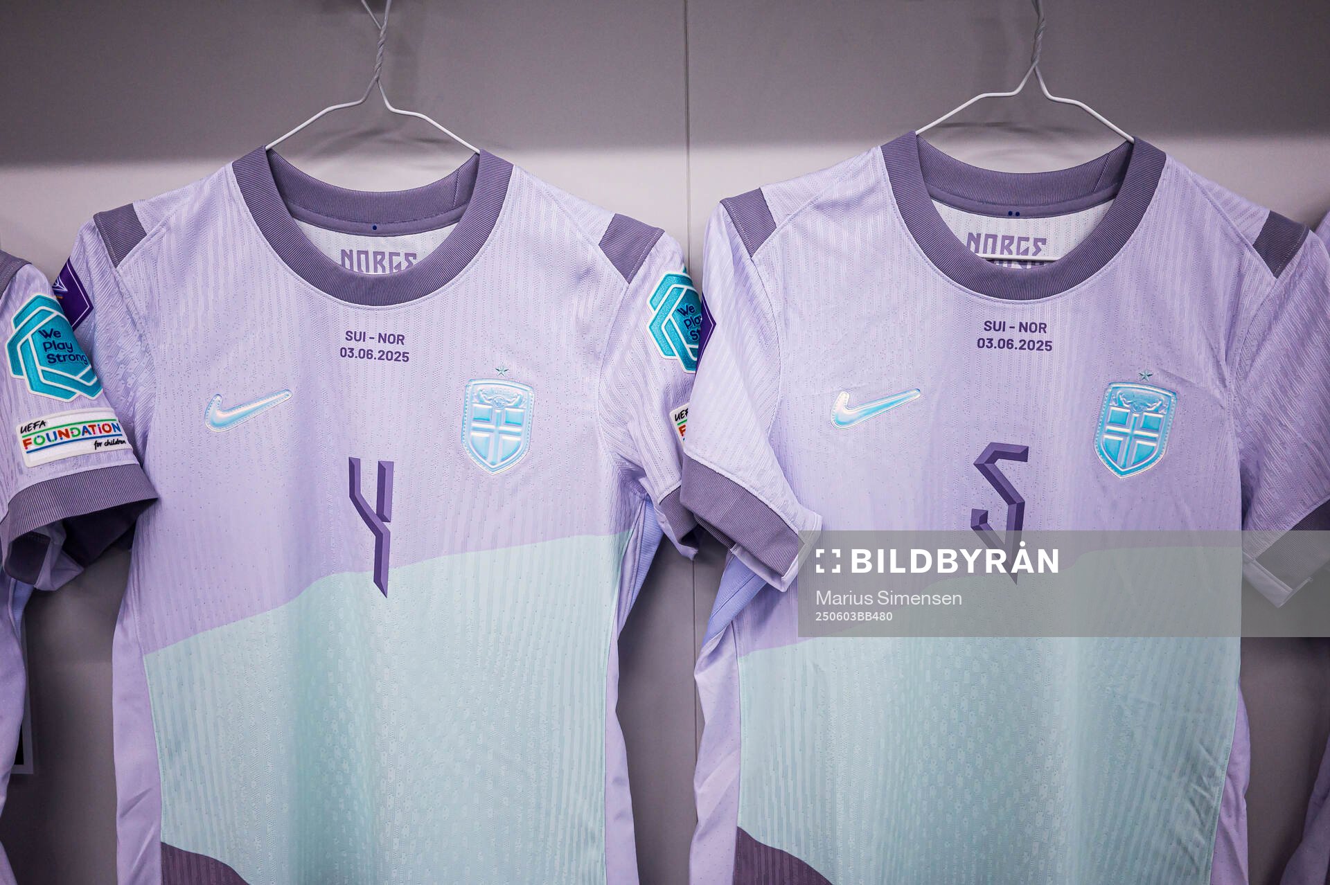 Shirts of Tuva Hansen and Maren Mjelde of Norway