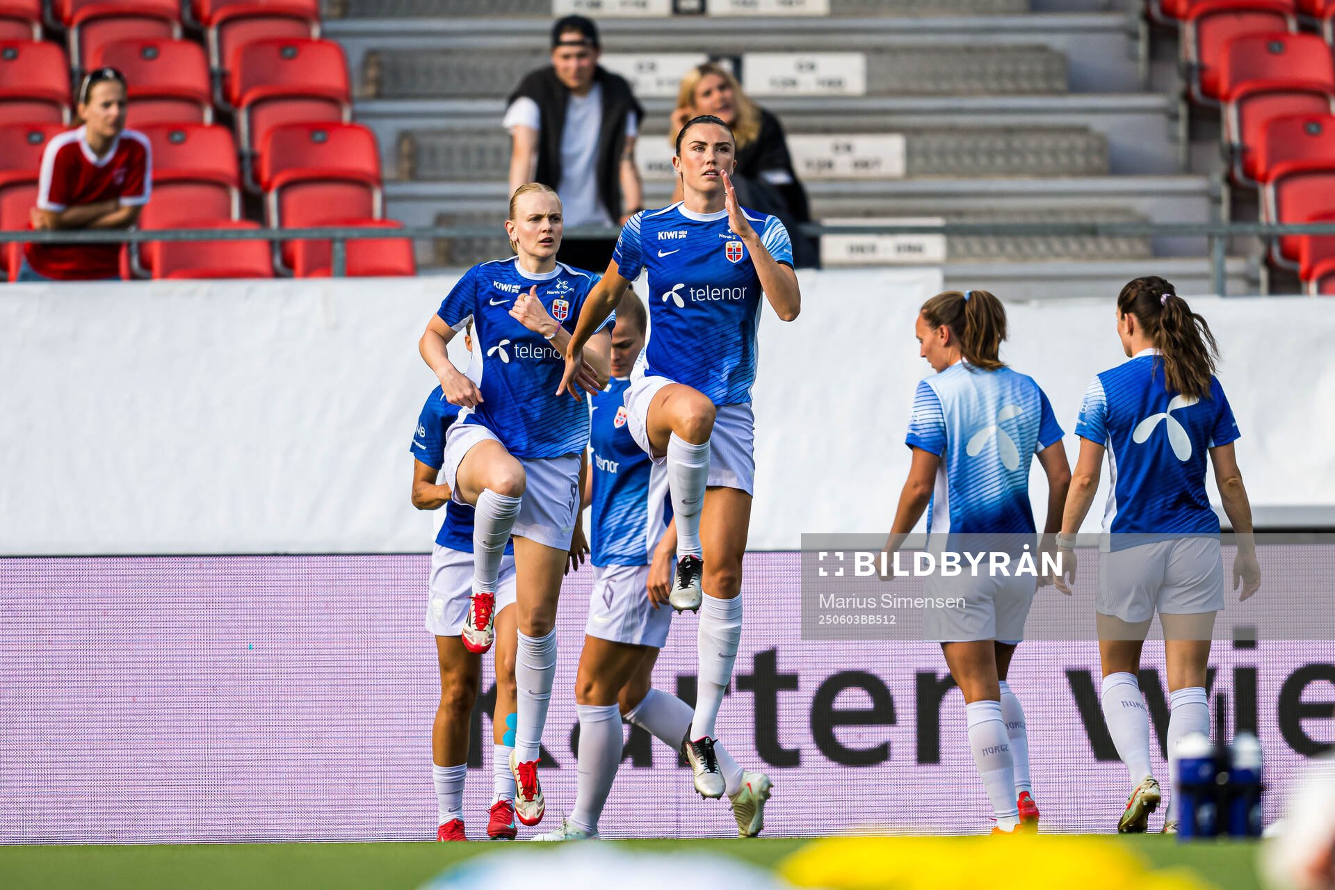 Ingrid Syrstad Engen of Norway warms up