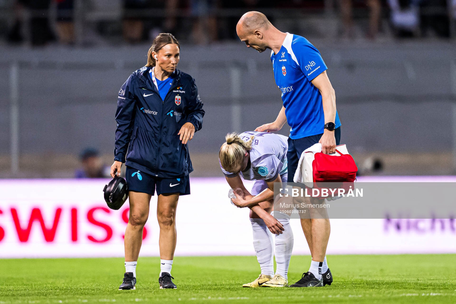 Thea Bjelde of Norway in pain