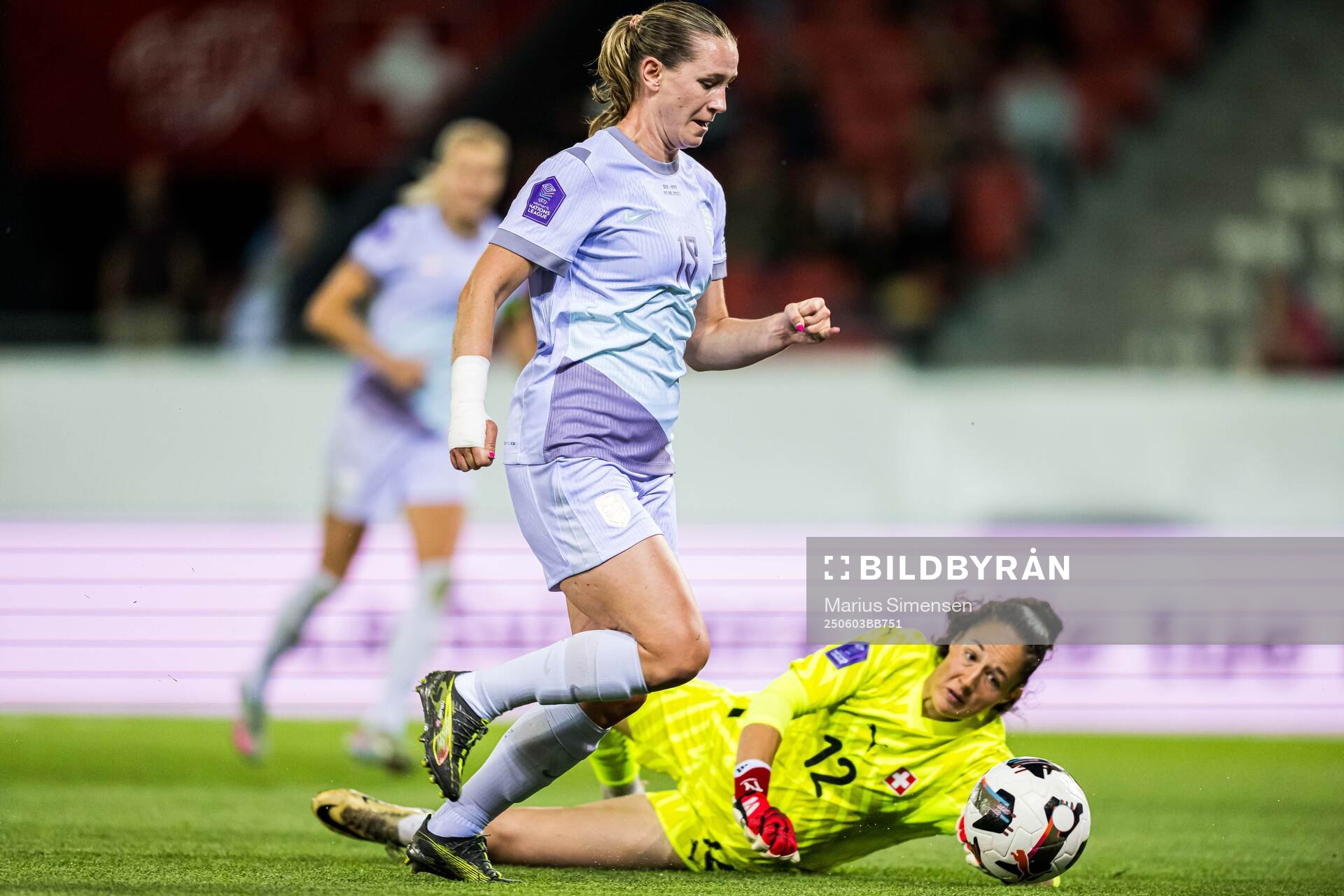 Elisabeth Terland of Norway missing a chance to score