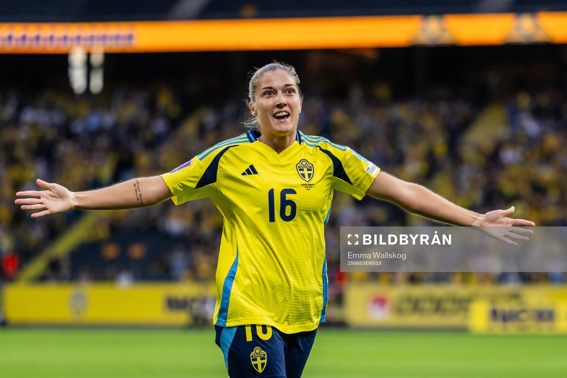 Filippa Angeldahl of Sweden celebrates