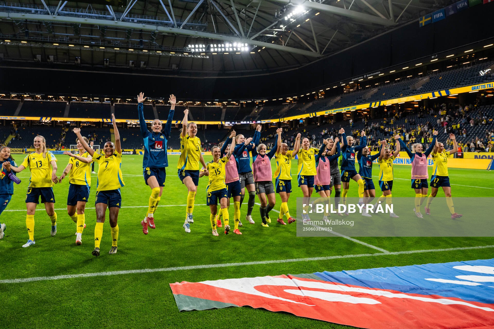 Players of Sweden celebrate