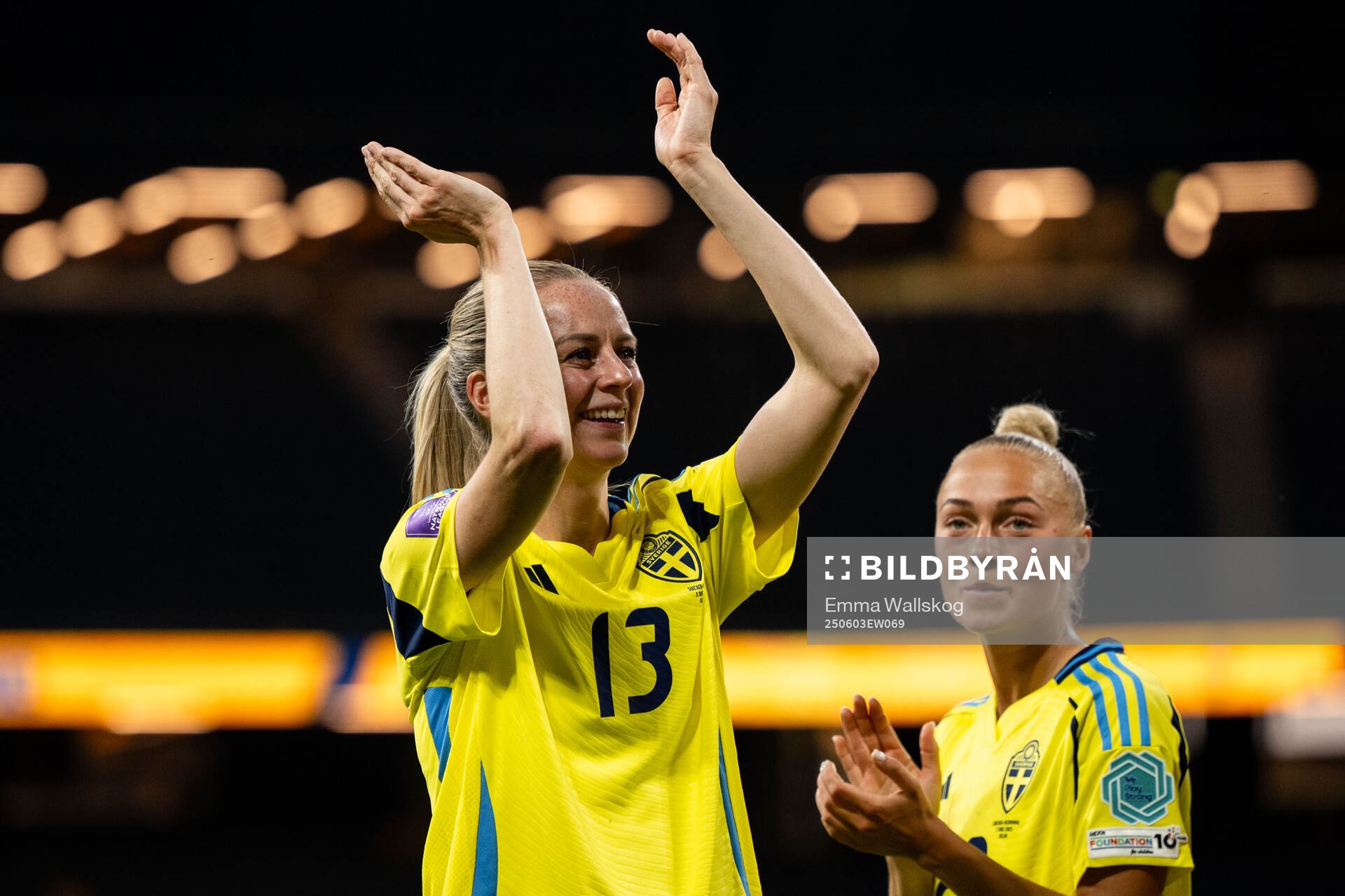 Amanda Ilestedt and Hanna Bennison of Sweden celebrate