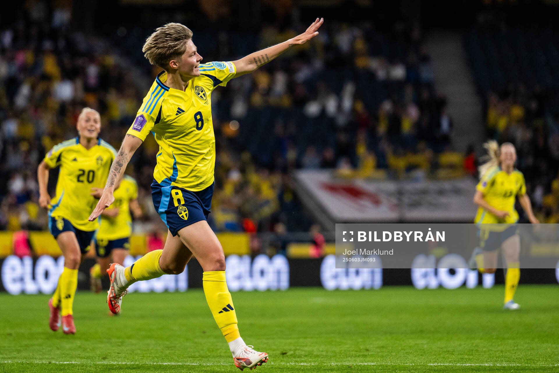 Lina Hurtig of Sweden celebrates