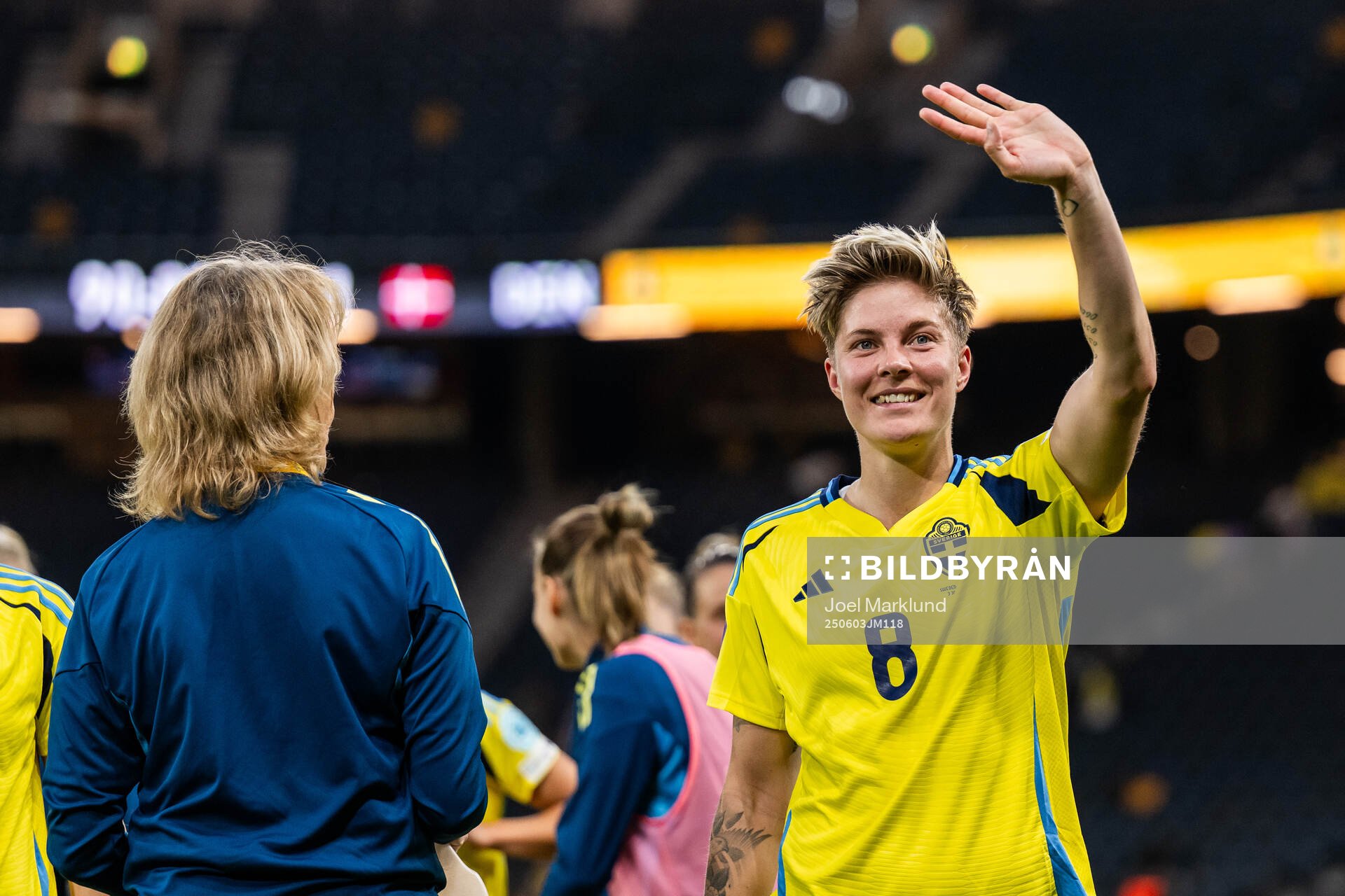 Lina Hurtig of Sweden celebrates